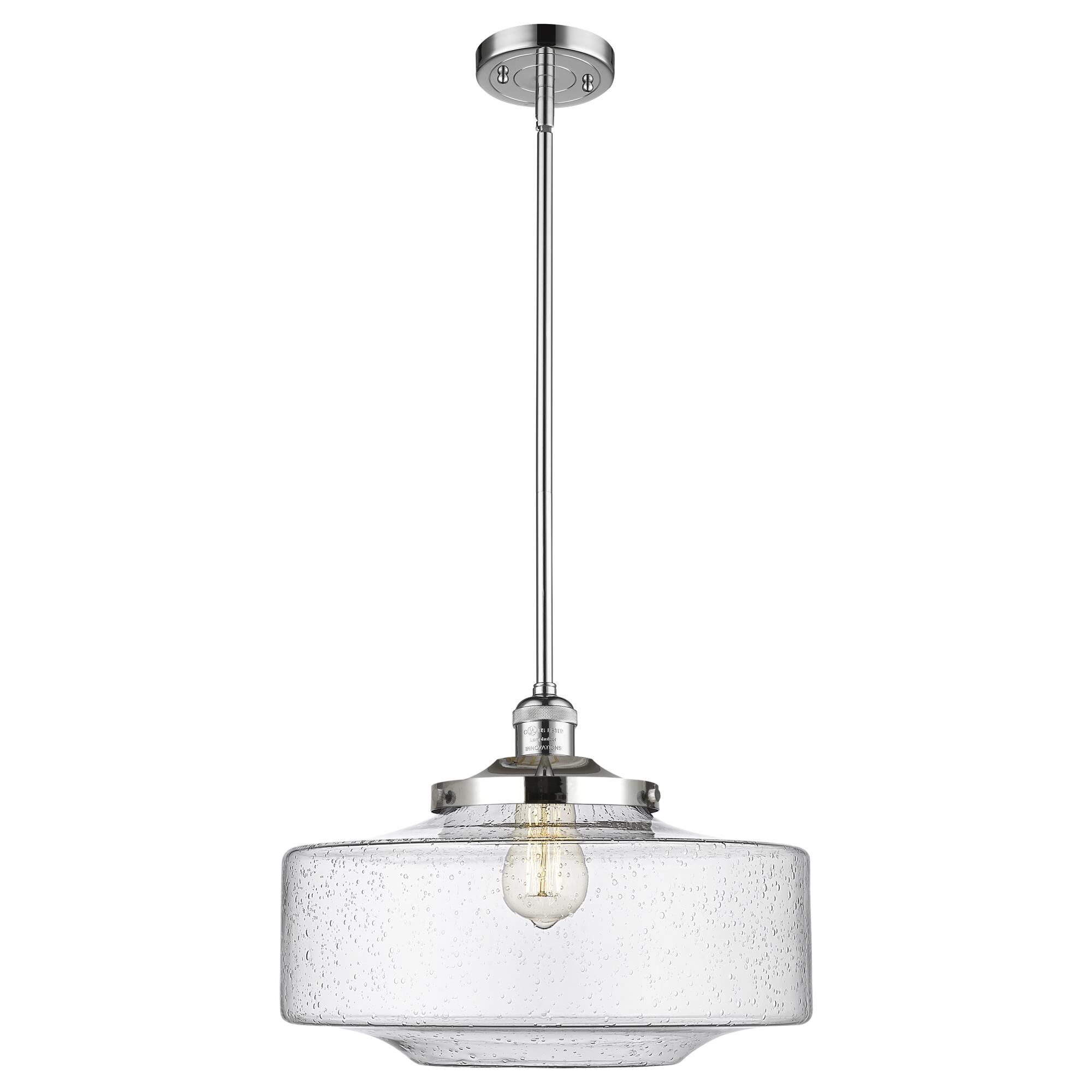 Shown in Polished Chrome finish and Seedy Large Bridgeton glass