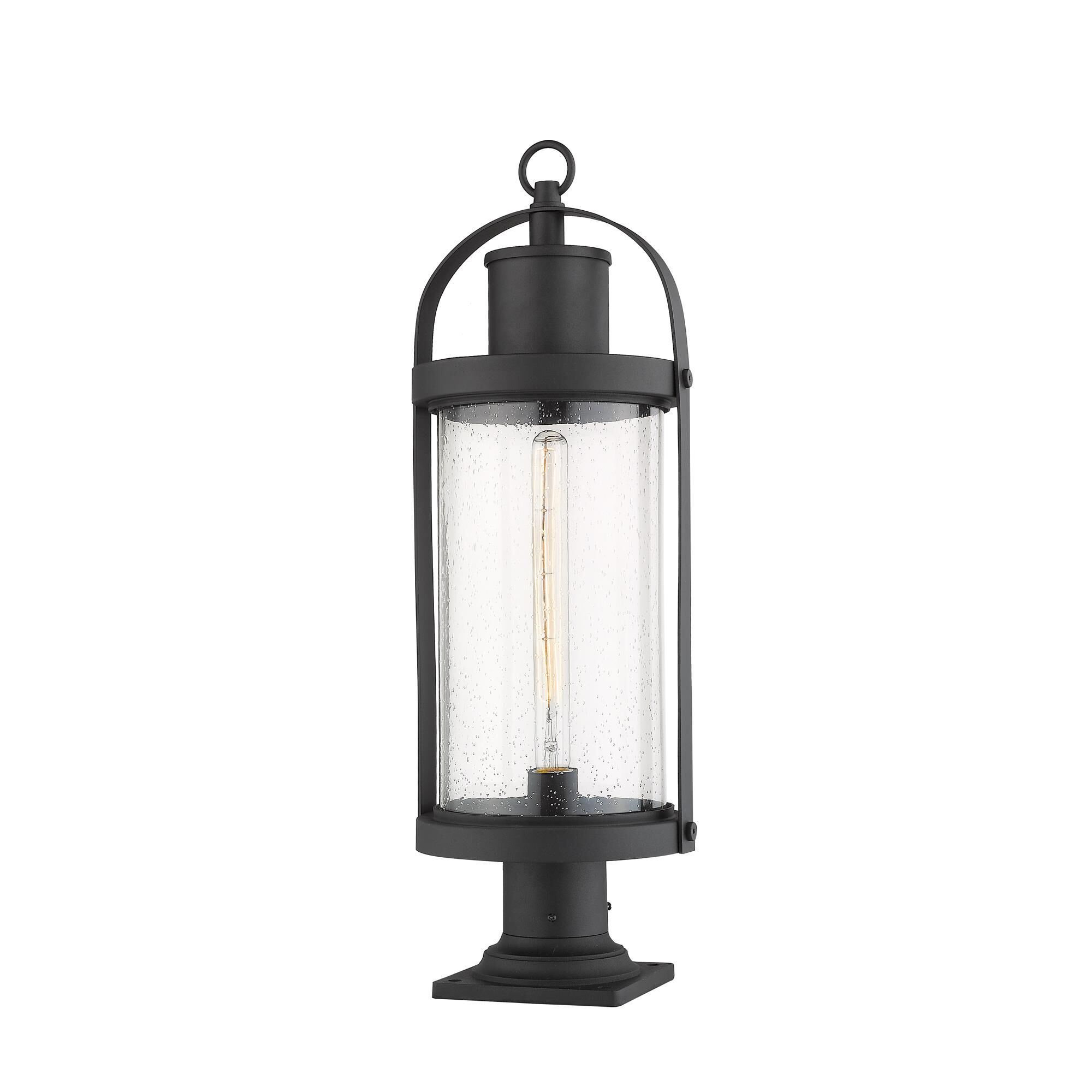 Shown in Black finish and Glass shade