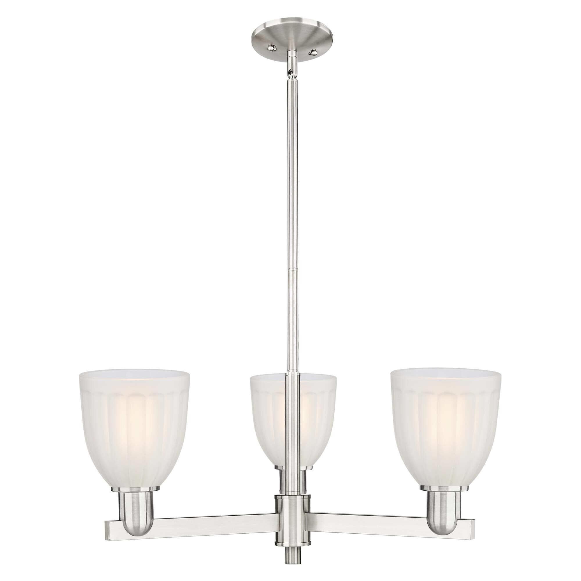 Shown in Satin Nickel finish and White glass