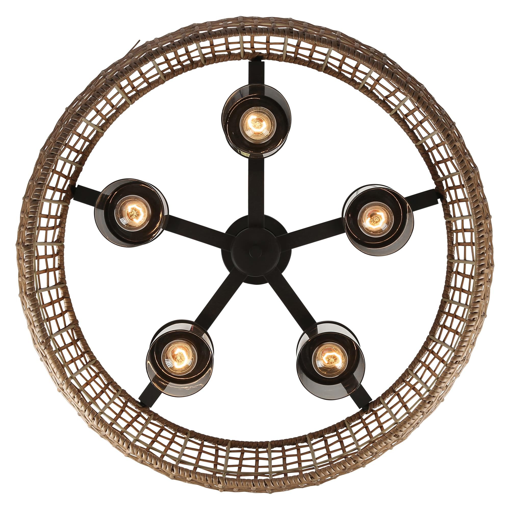 Shown in Natural Black finish and Maple All-Weather Wicker shade