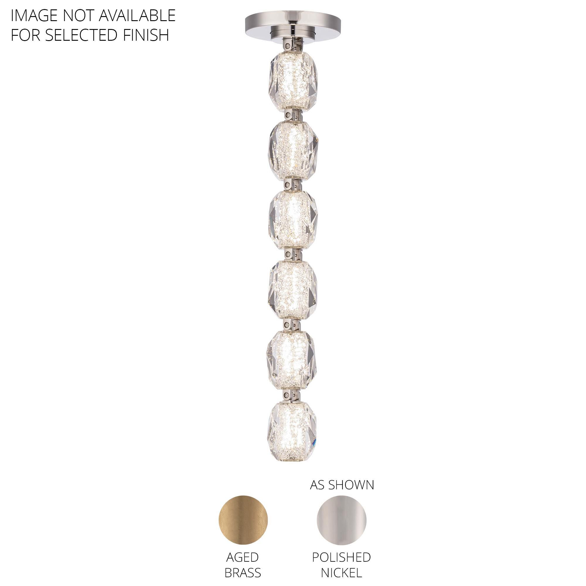 Shown in Aged Brass finish and Radiance crystal and Crystal glass