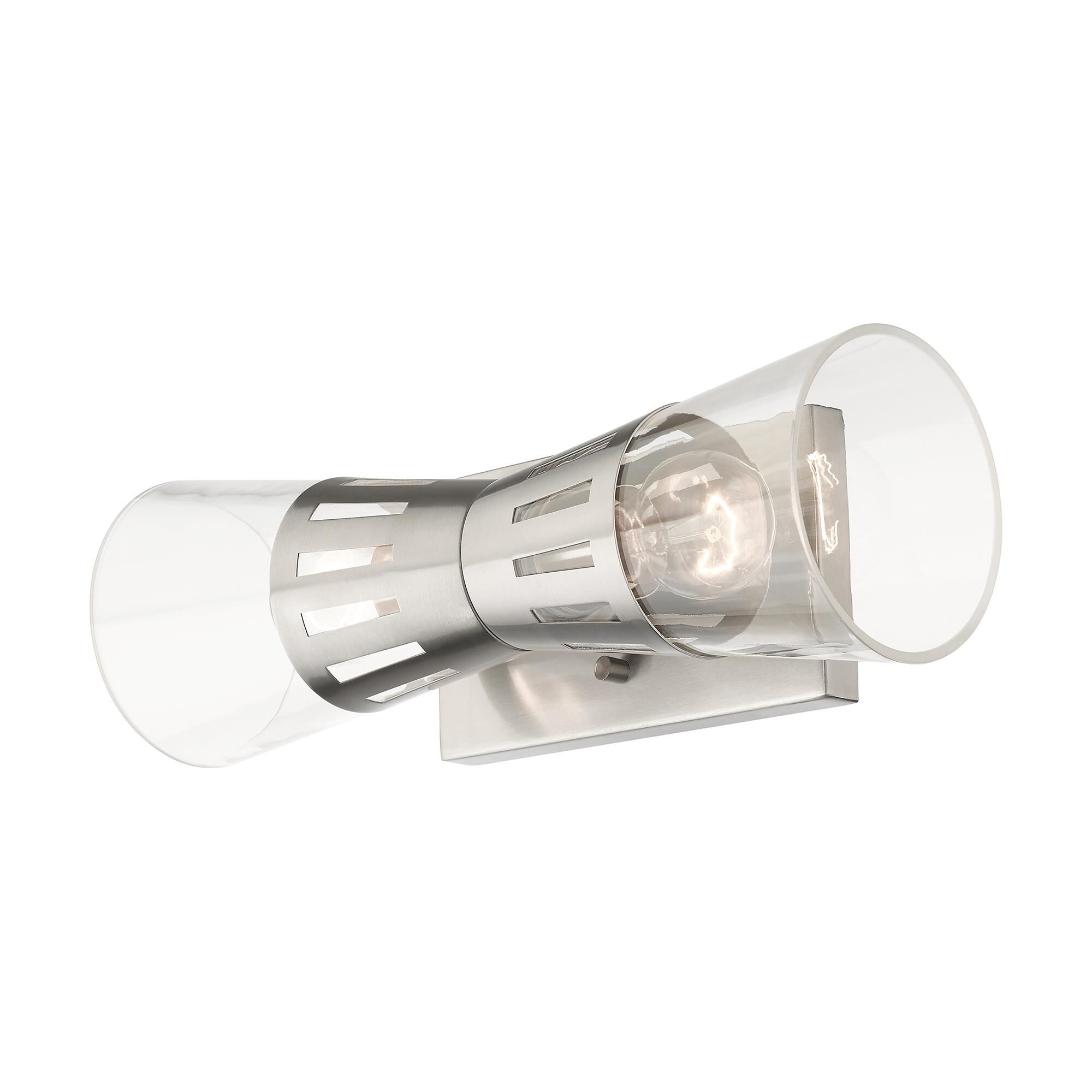Shown in Brushed Nickel finish and Hand Blown Clear glass