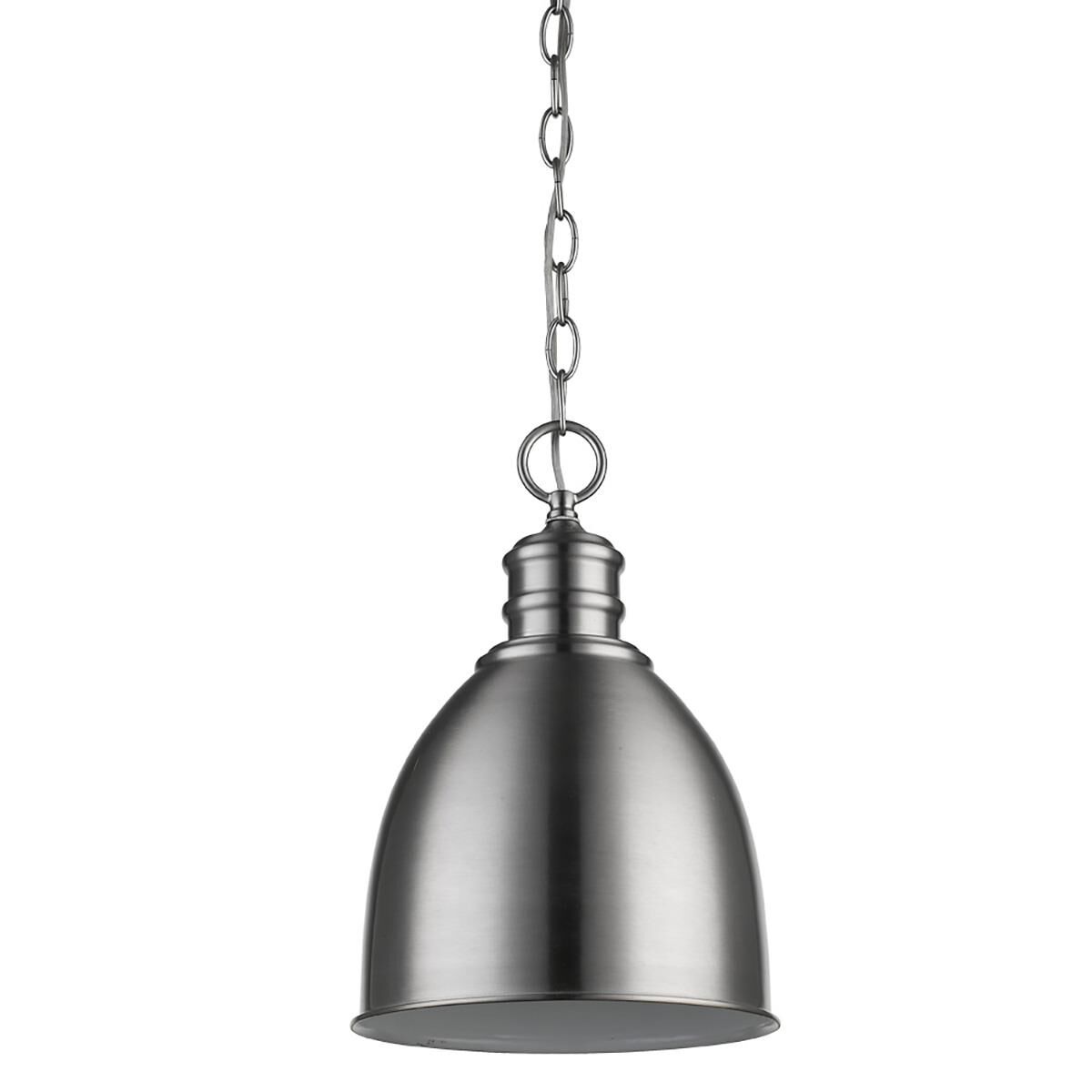 Shown in Satin Nickel finish and Satin Nickel glass and Satin Nickel Dome Shaped Metal shade