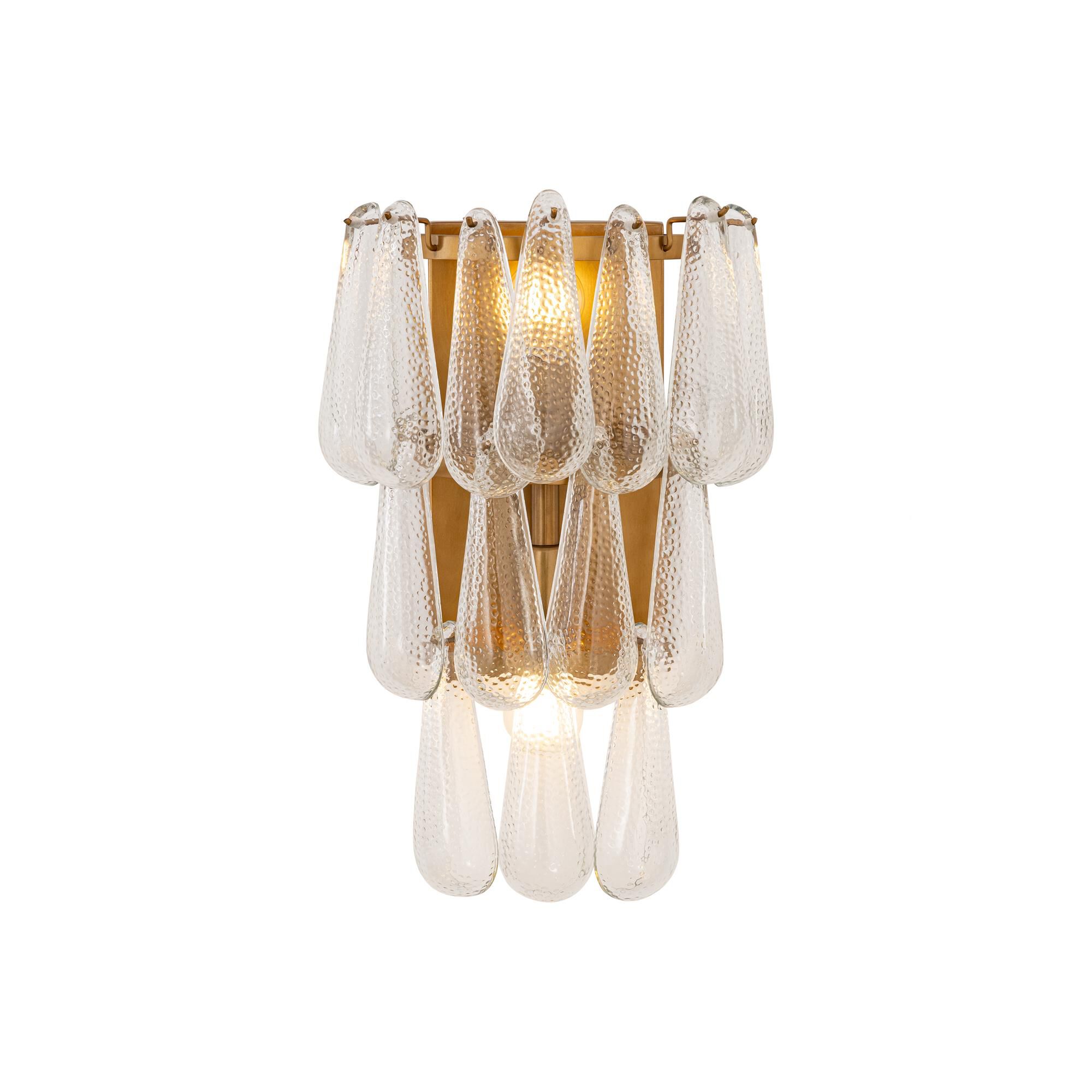 Shown in Legacy Brass finish and Clear Dimpled glass