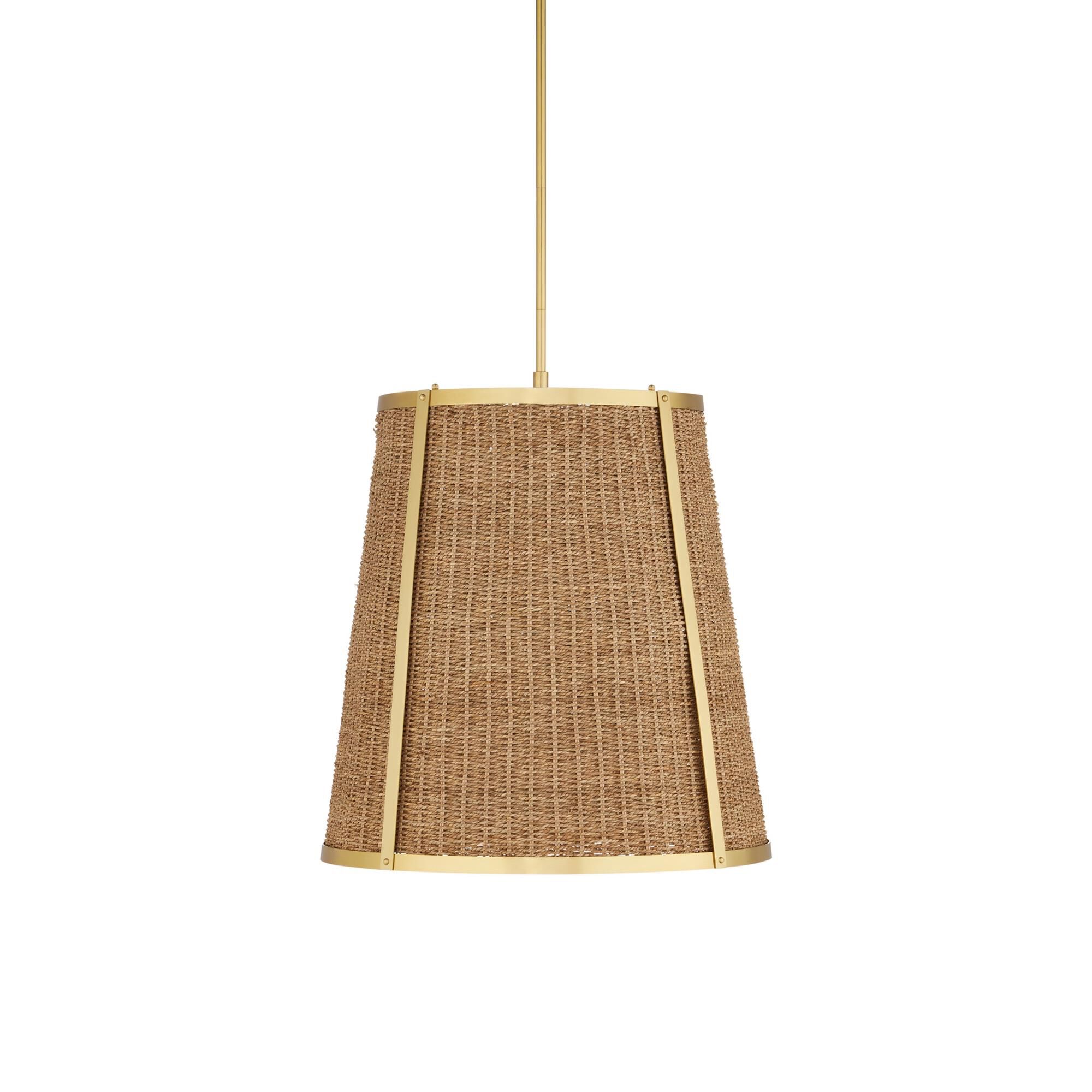 Shown in Natural and Polished Brass finish and Natural Seagrass shade