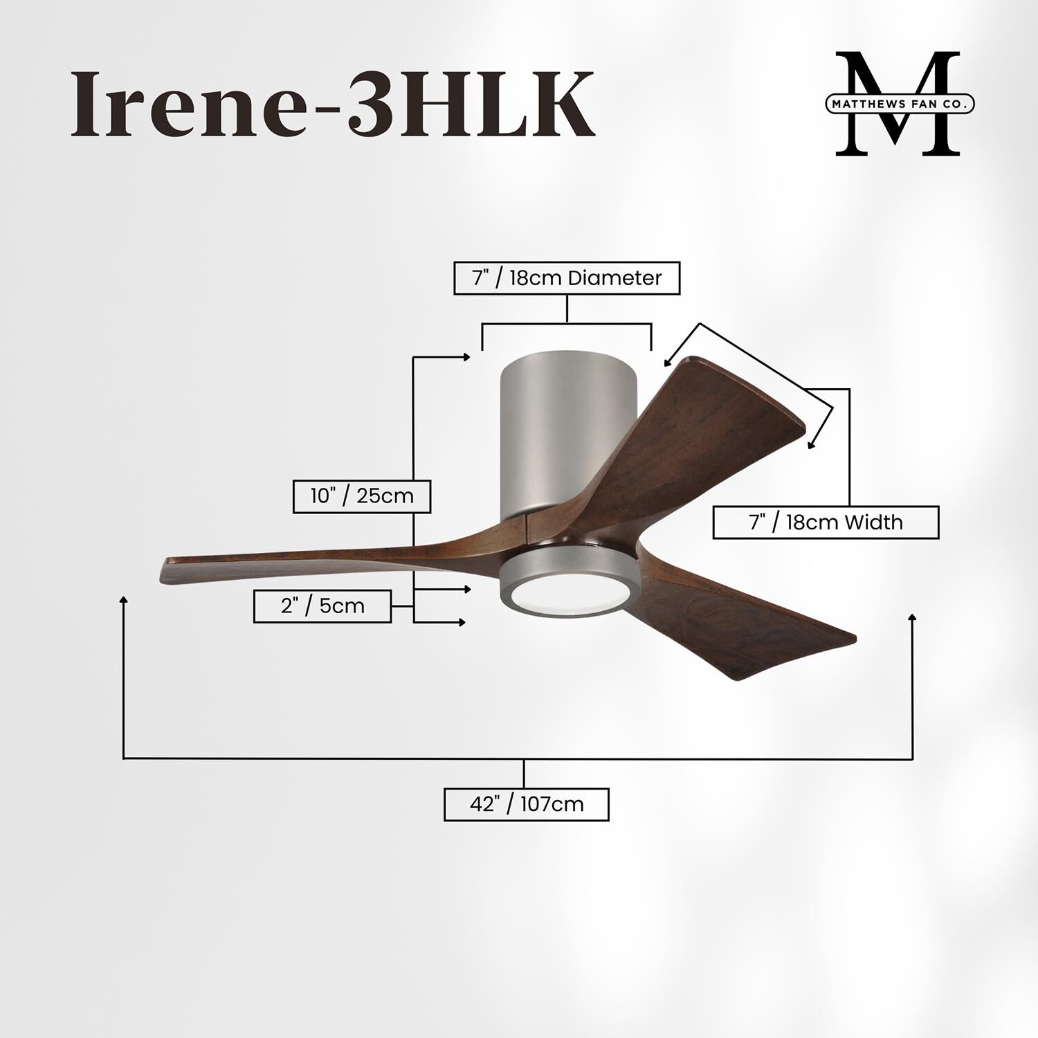 Irene 42 Inch Flush Mount Fan with Light Kit by Matthews Fan Company