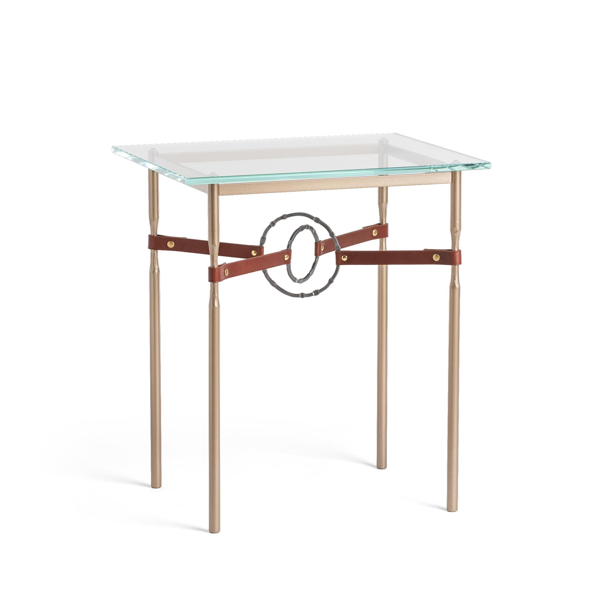 Shown in Soft Gold finish and Dark Smoke with Leather British Brown  accent