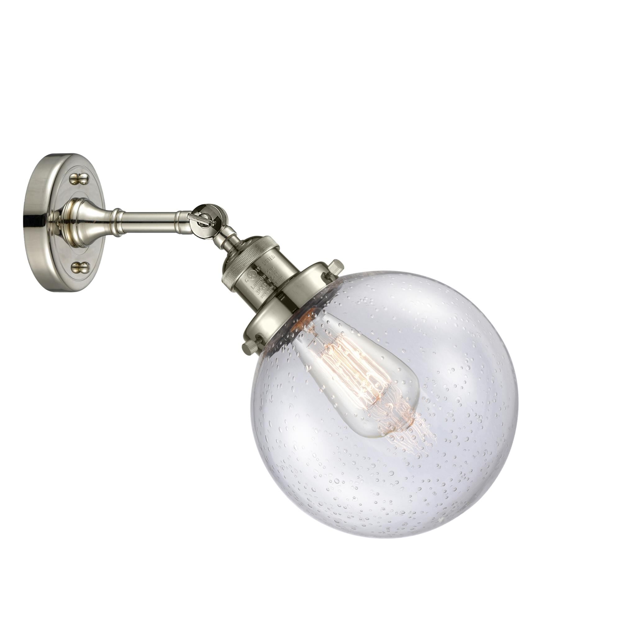 Shown in Polished Nickel finish and Seedy glass and No Accent accent