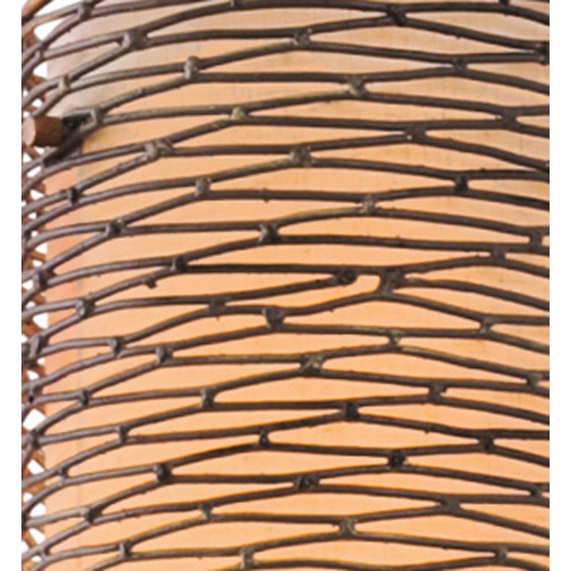 Shown in Hammered Ore finish and Tan glass and Silk Slug Fabric shade