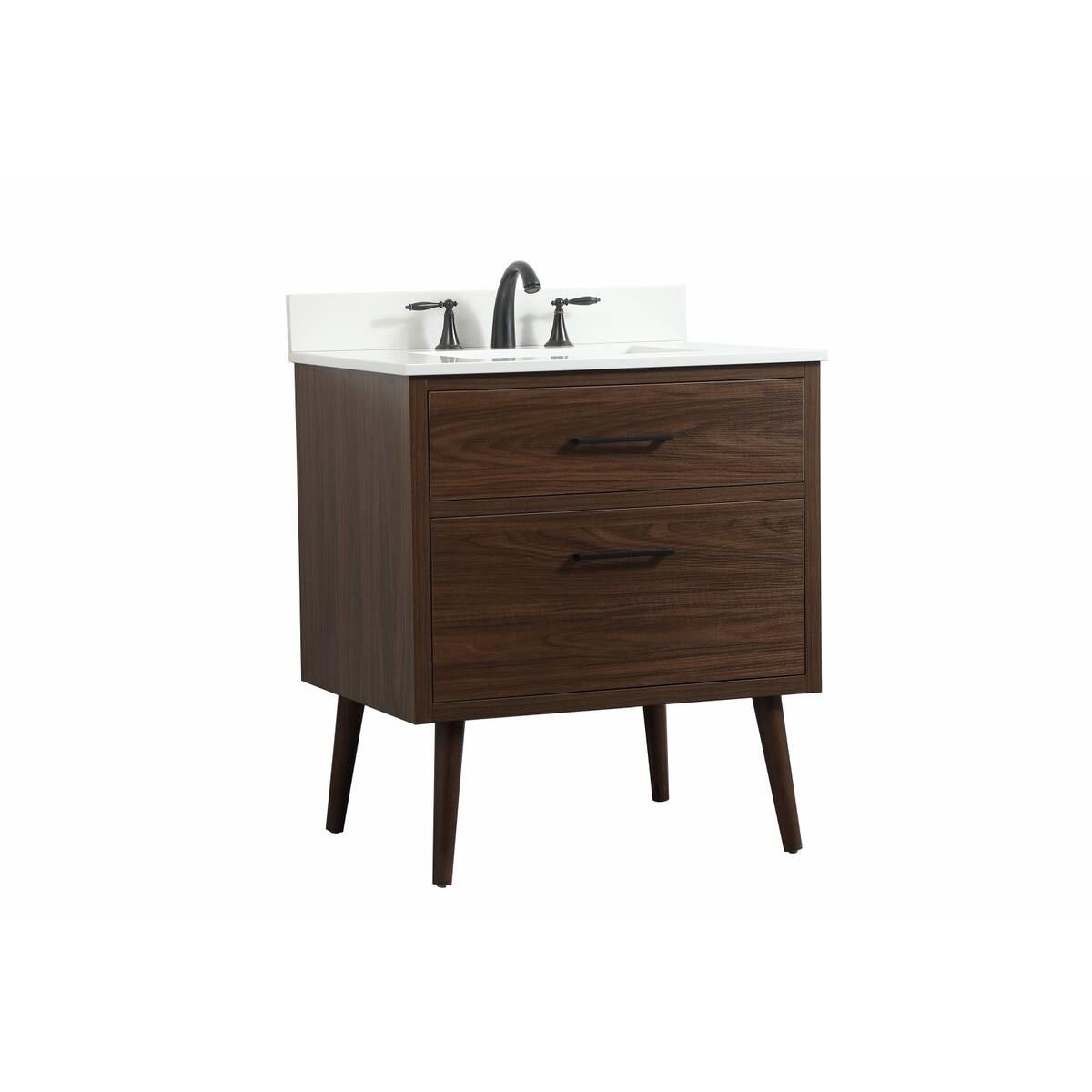 Shown in Walnut finish and With Backsplash accent