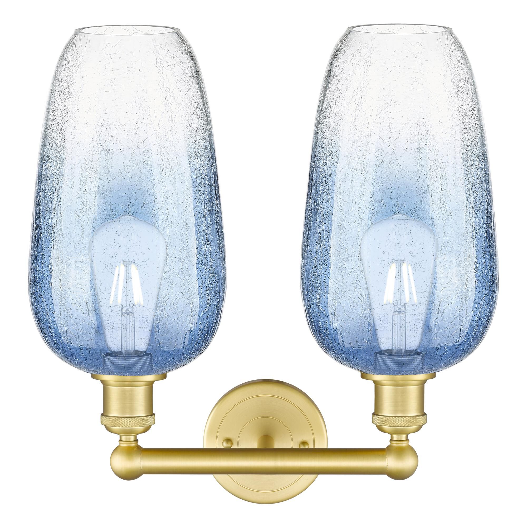 Shown in Satin Gold finish and Sapphire Blue glass