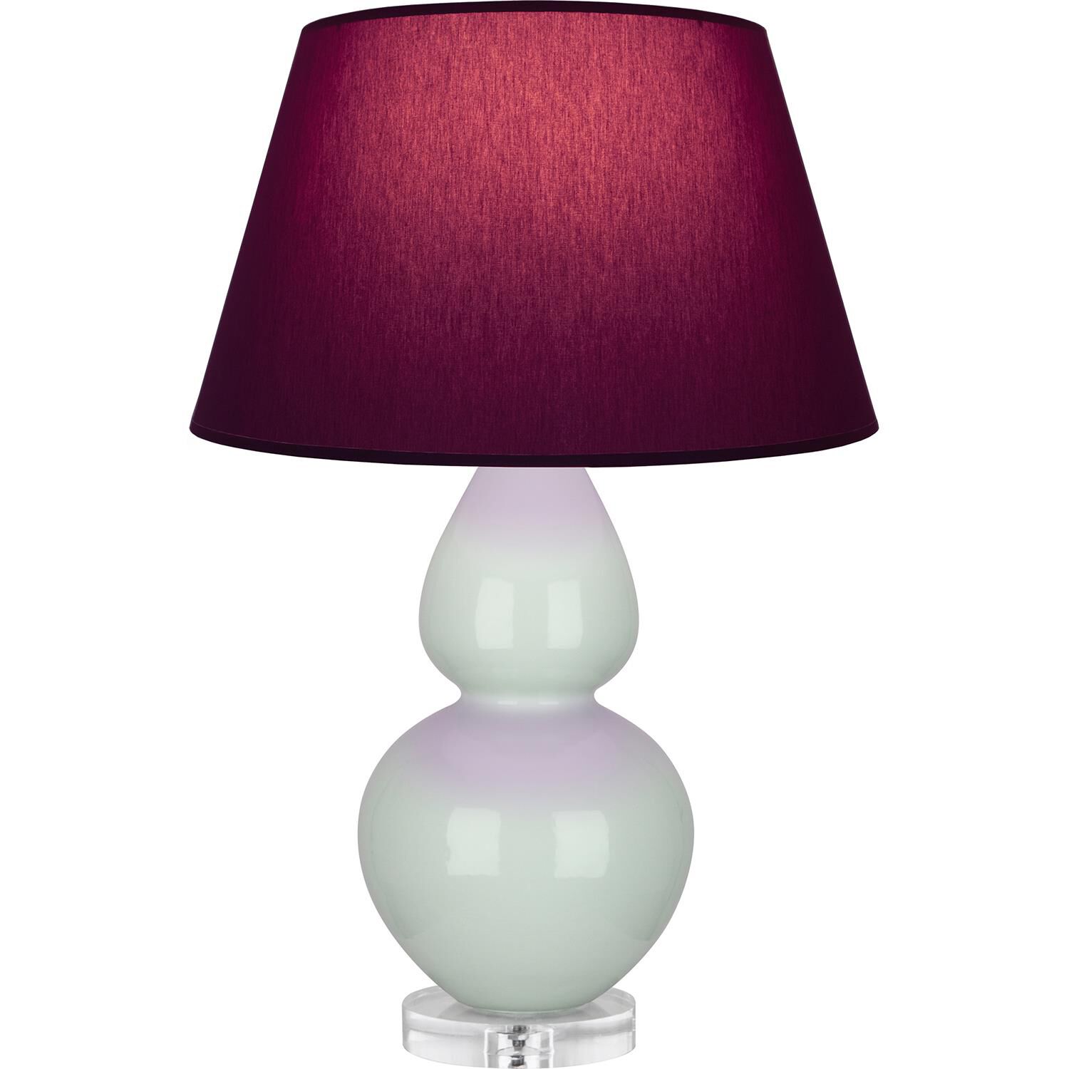 Shown in Celadon finish and Plum and Lavender shade and Lucite accent