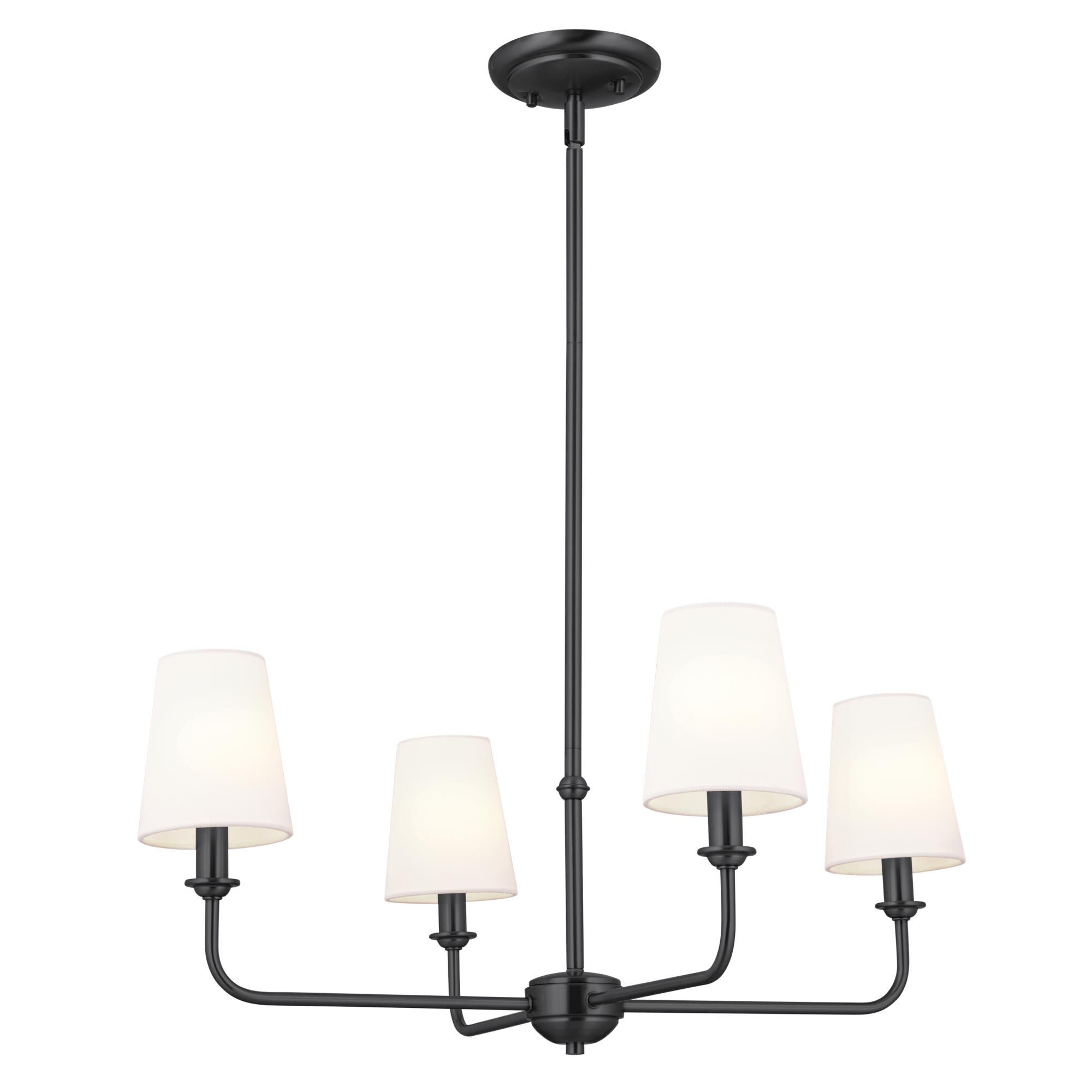 Shown in Black finish and Fabric and Bell shade