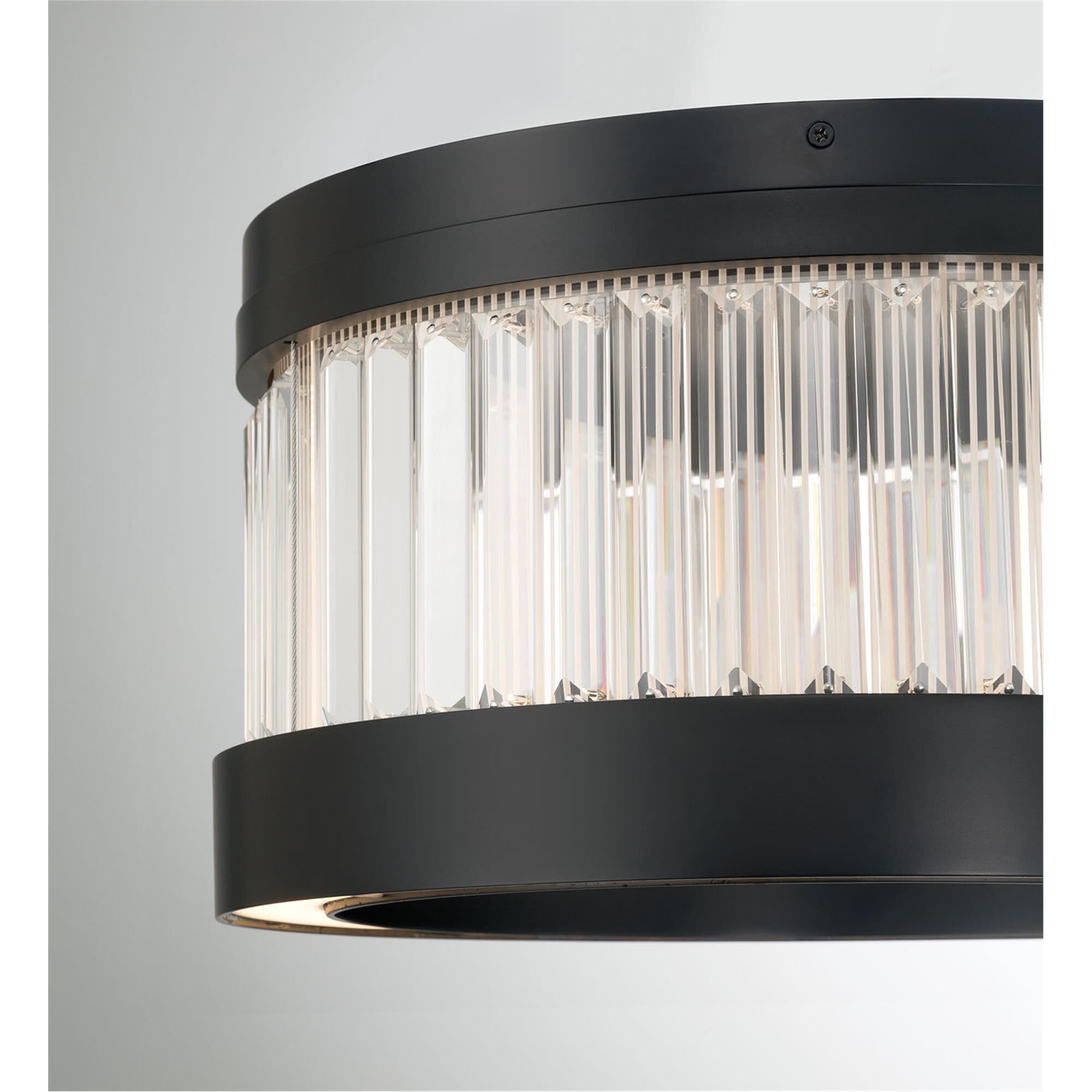 Shown in Matte Black finish and Clear Crystal glass