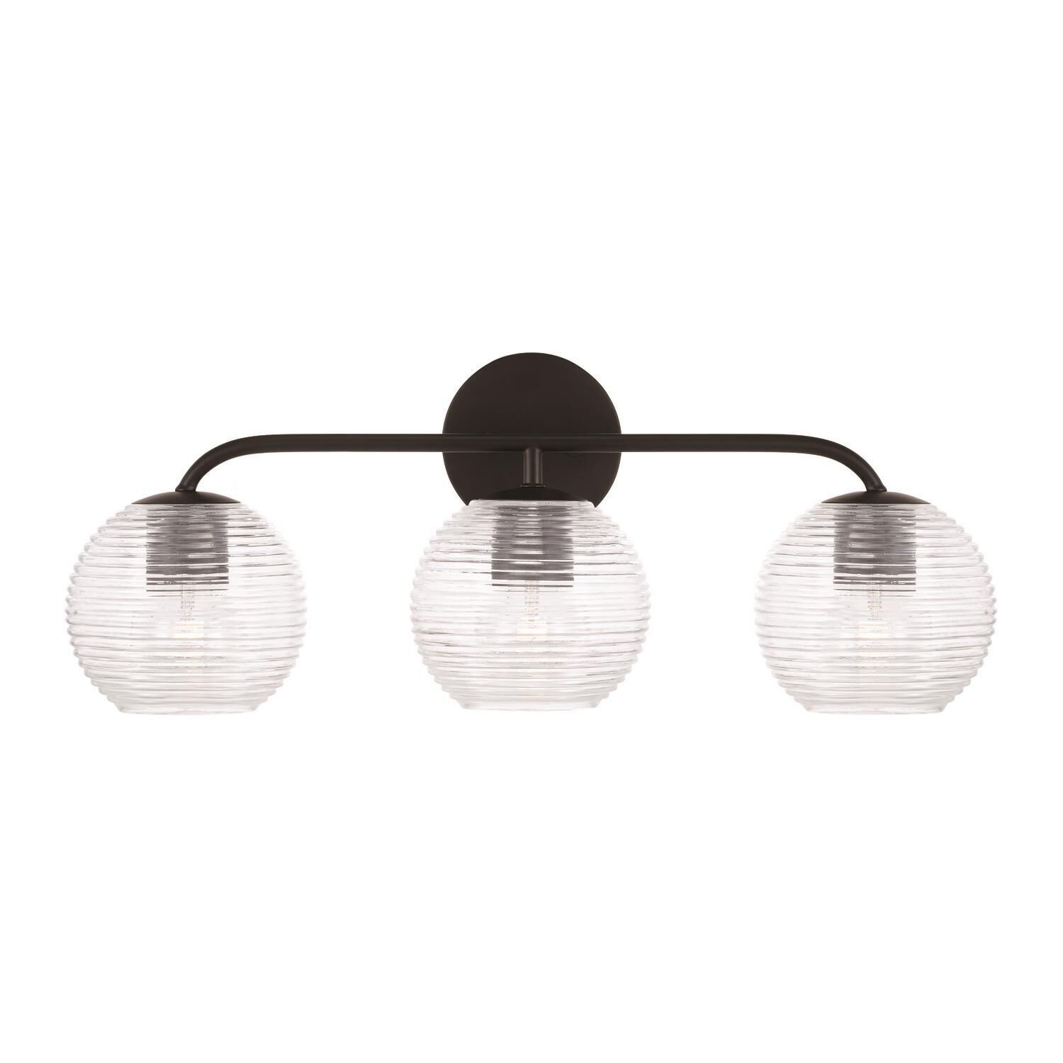 Shown in Matte Black finish and Clear Ribbed glass