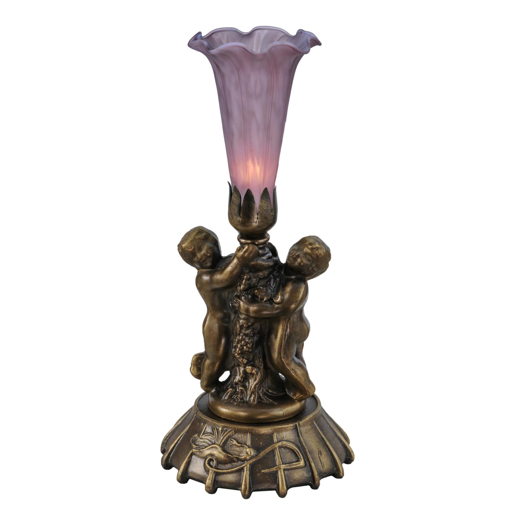 Twin Cherub Pond Lily 12 Inch Accent Lamp by Meyda Lighting