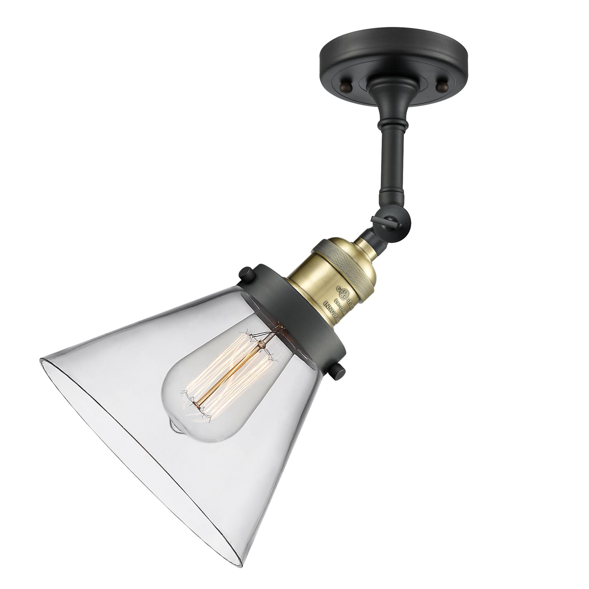 Shown in Black Antique Brass finish and Clear glass