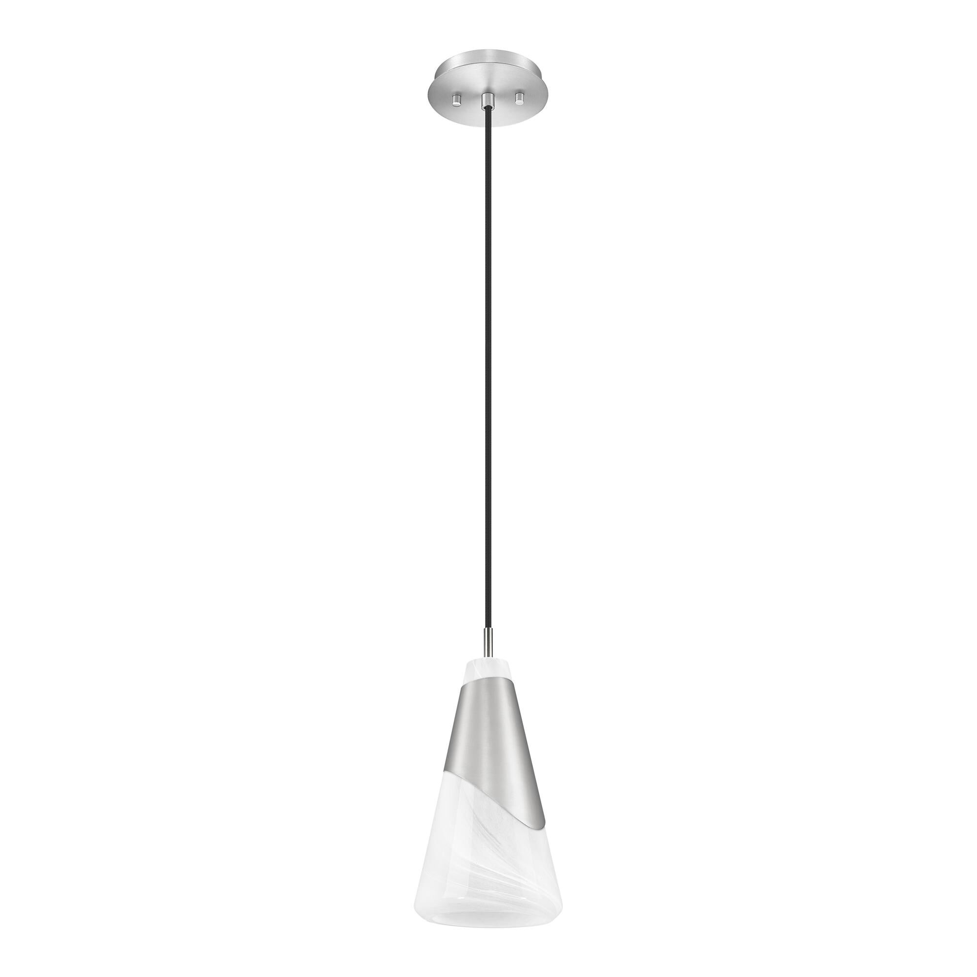 Shown in Brushed Nickel finish and White Swirl glass and White Swirl shade