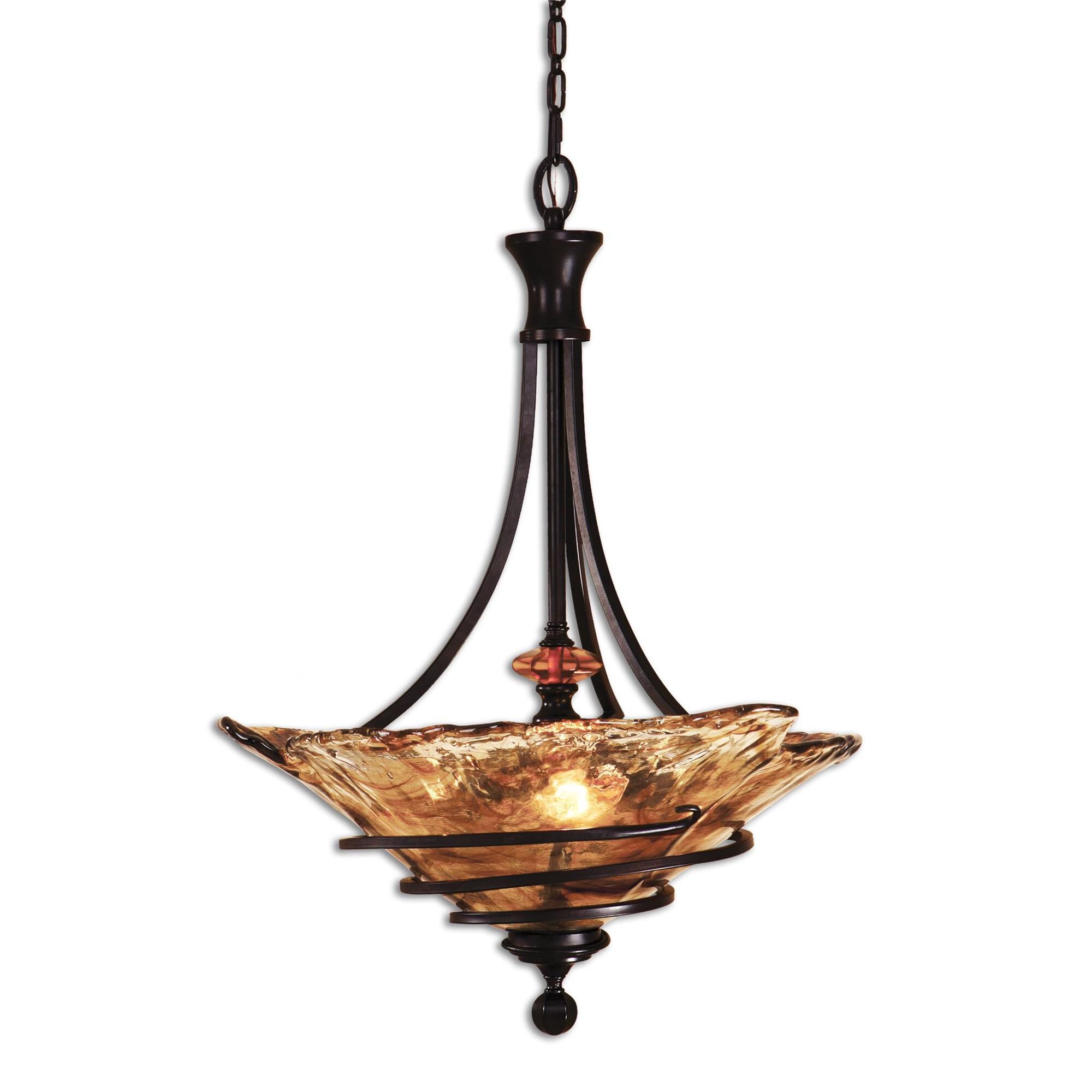 Shown in Oil Rubbed Bronze finish and Toffee Art glass
