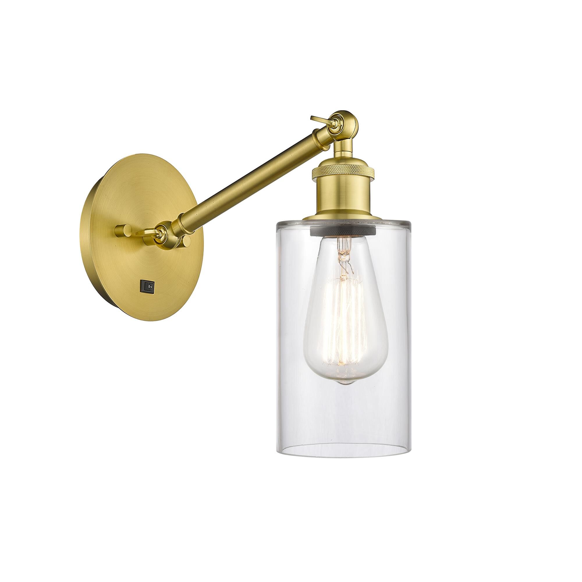 Shown in Satin Gold finish and Clear Clymer glass
