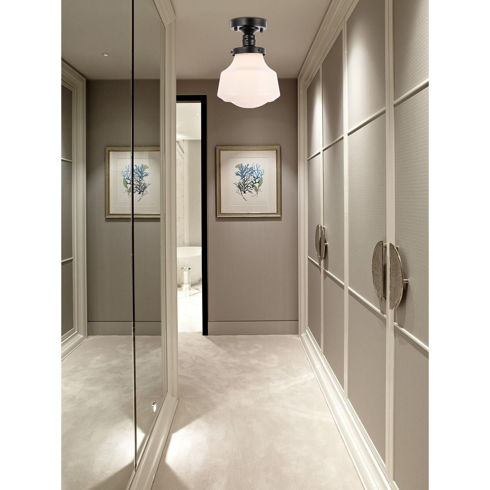 Lyle 8 Inch 1 Light Semi Flush Mount by Elegant Lighting