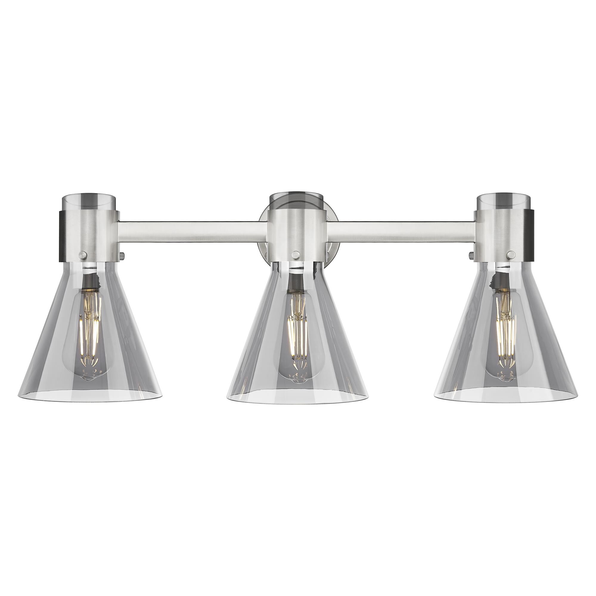 Shown in Satin Nickel finish and Light Smoke glass