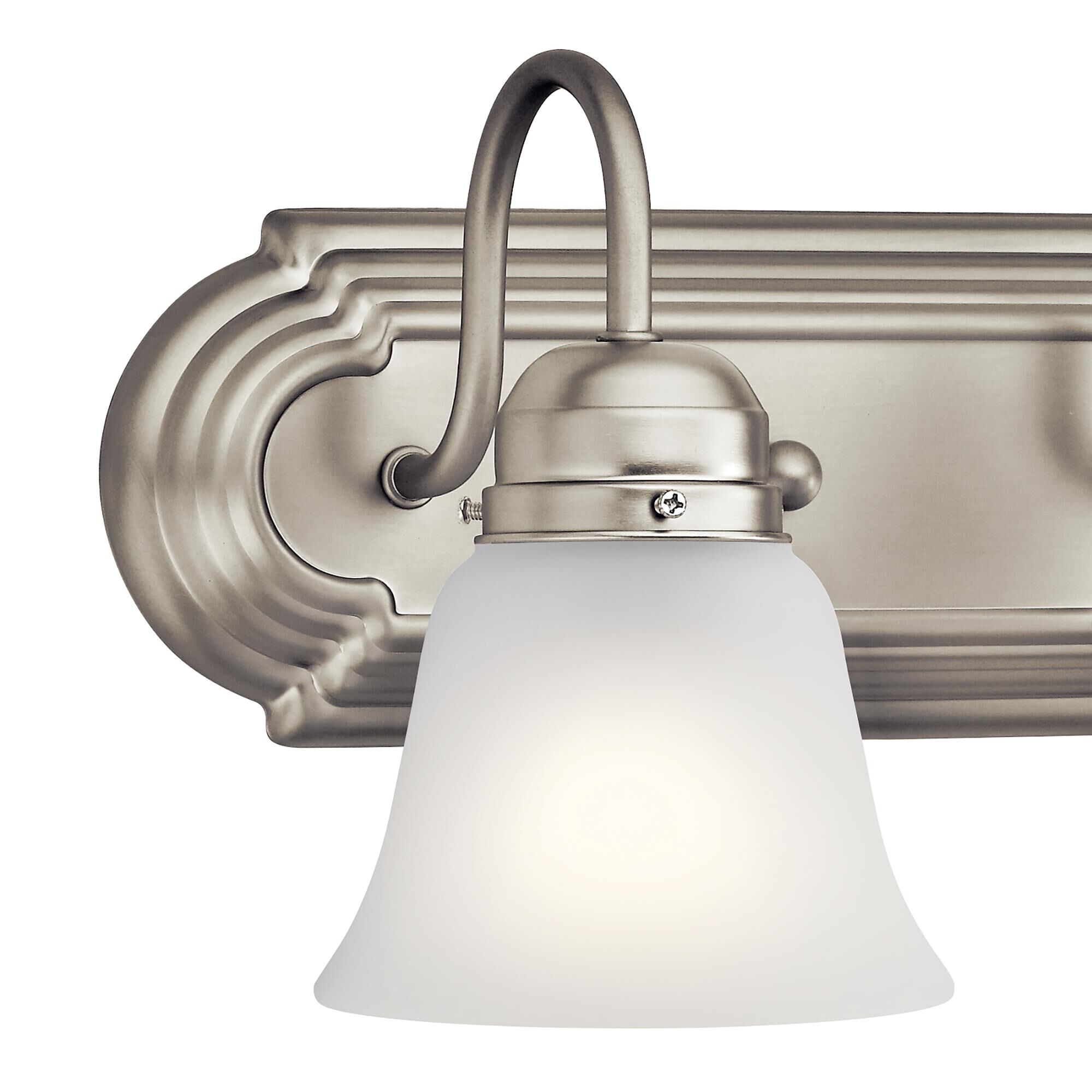 Shown in Brushed Nickel finish and Satin Etched glass