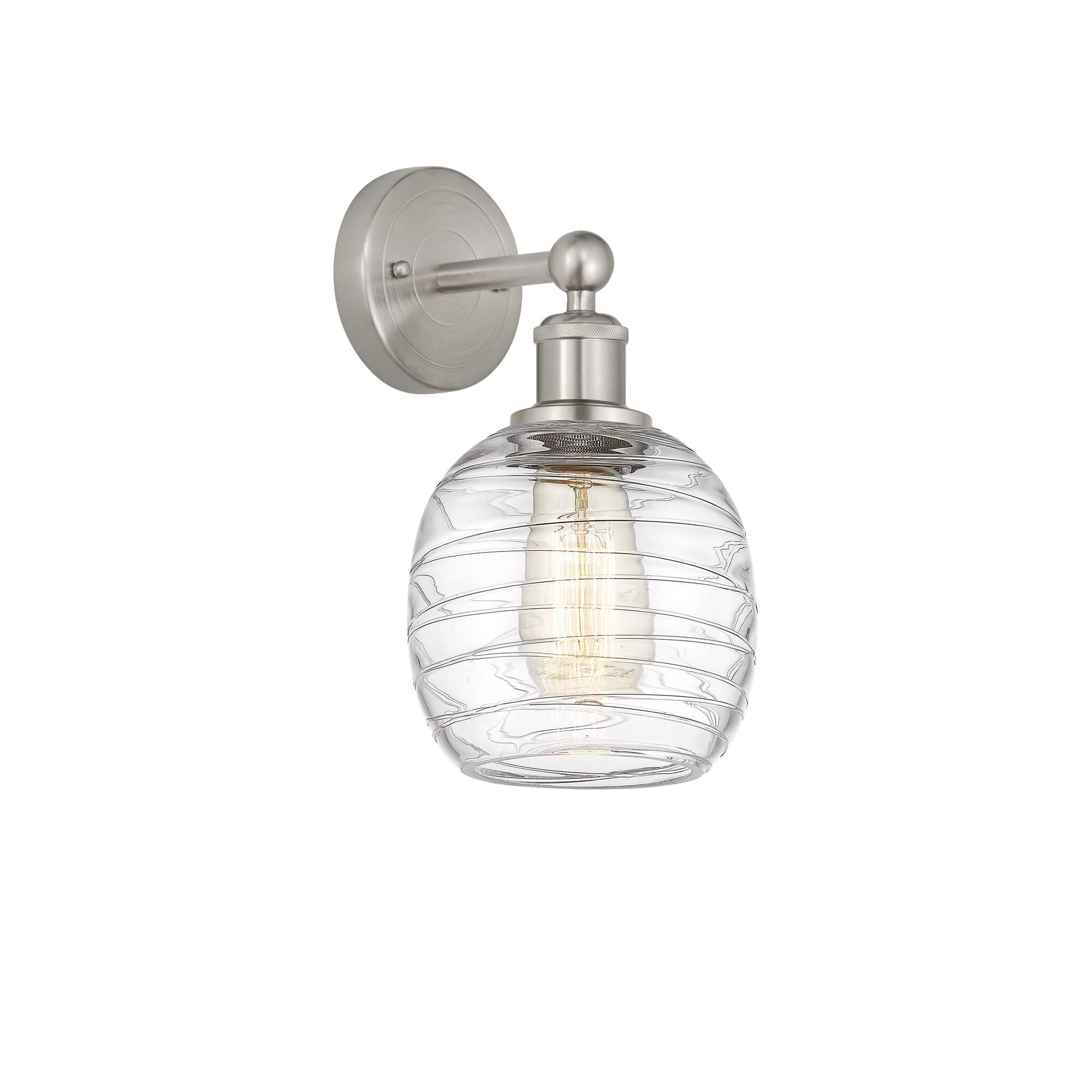 Shown in Brushed Satin Nickel, Deco Swirl finish and Deco Swirl glass and Deco Swirl Glass shade