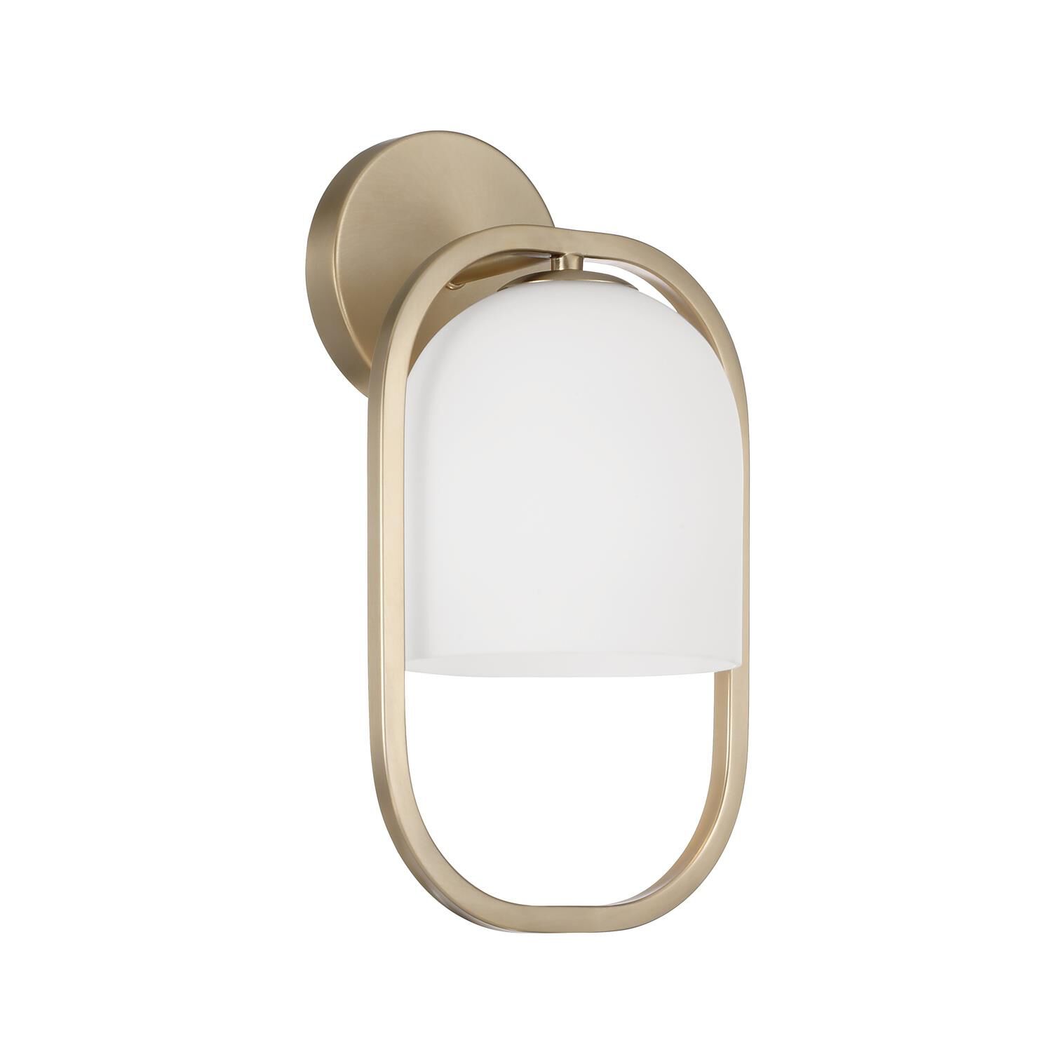 Shown in Matte Brass finish and Soft White glass