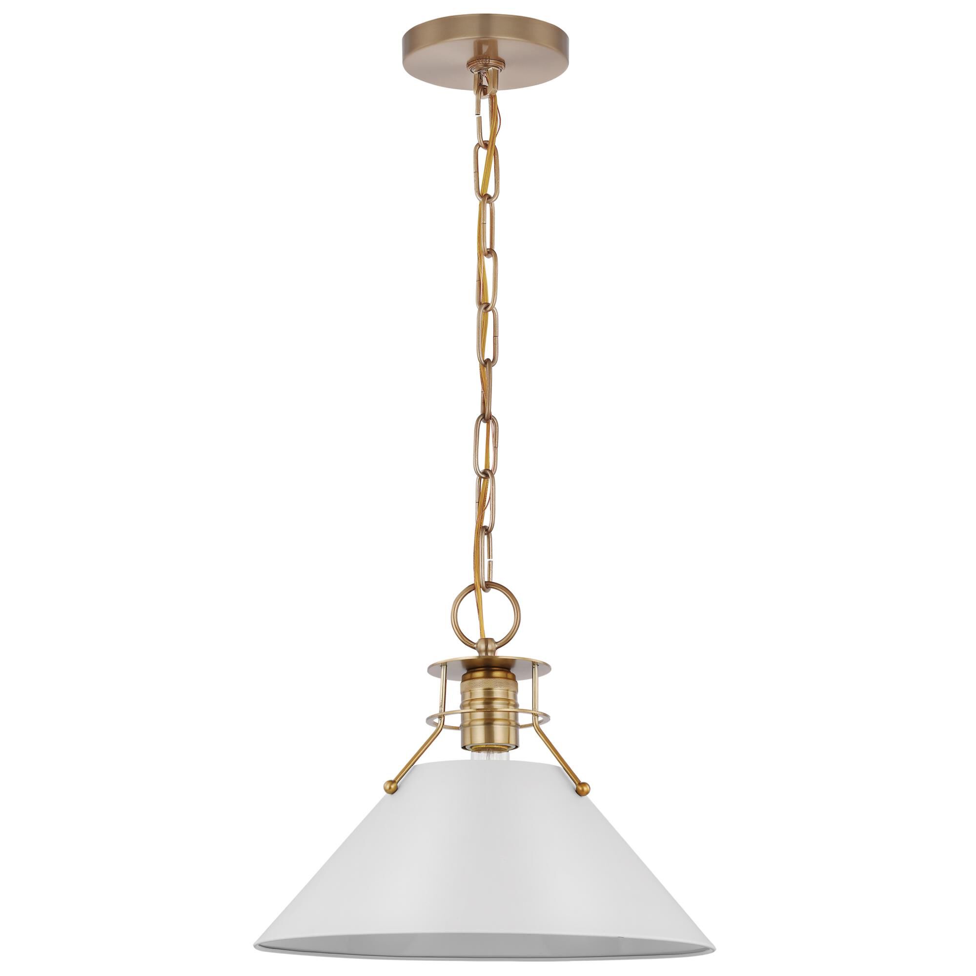 Shown in Matte White and Burnished Brass finish