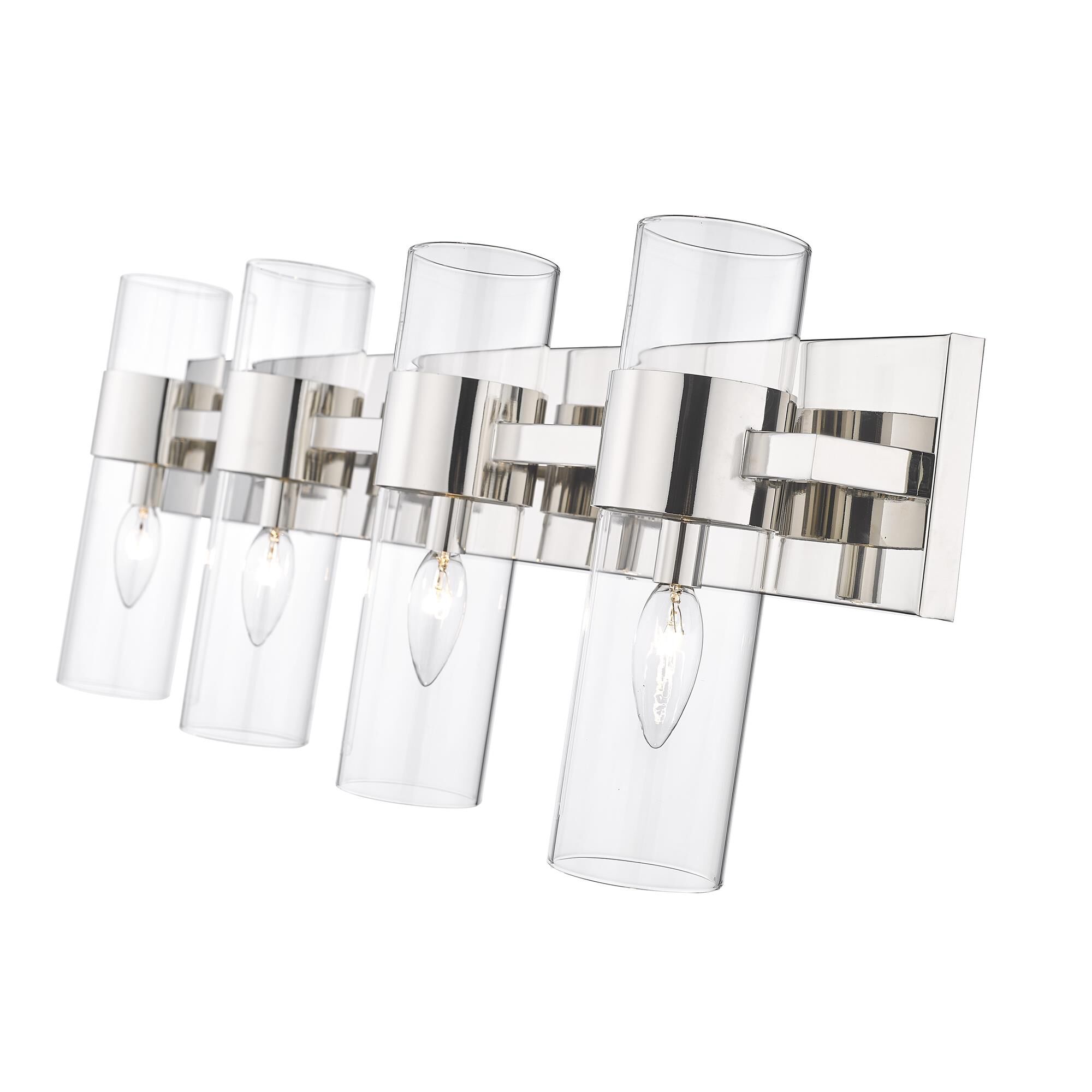Shown in Polished Nickel finish and Clear glass