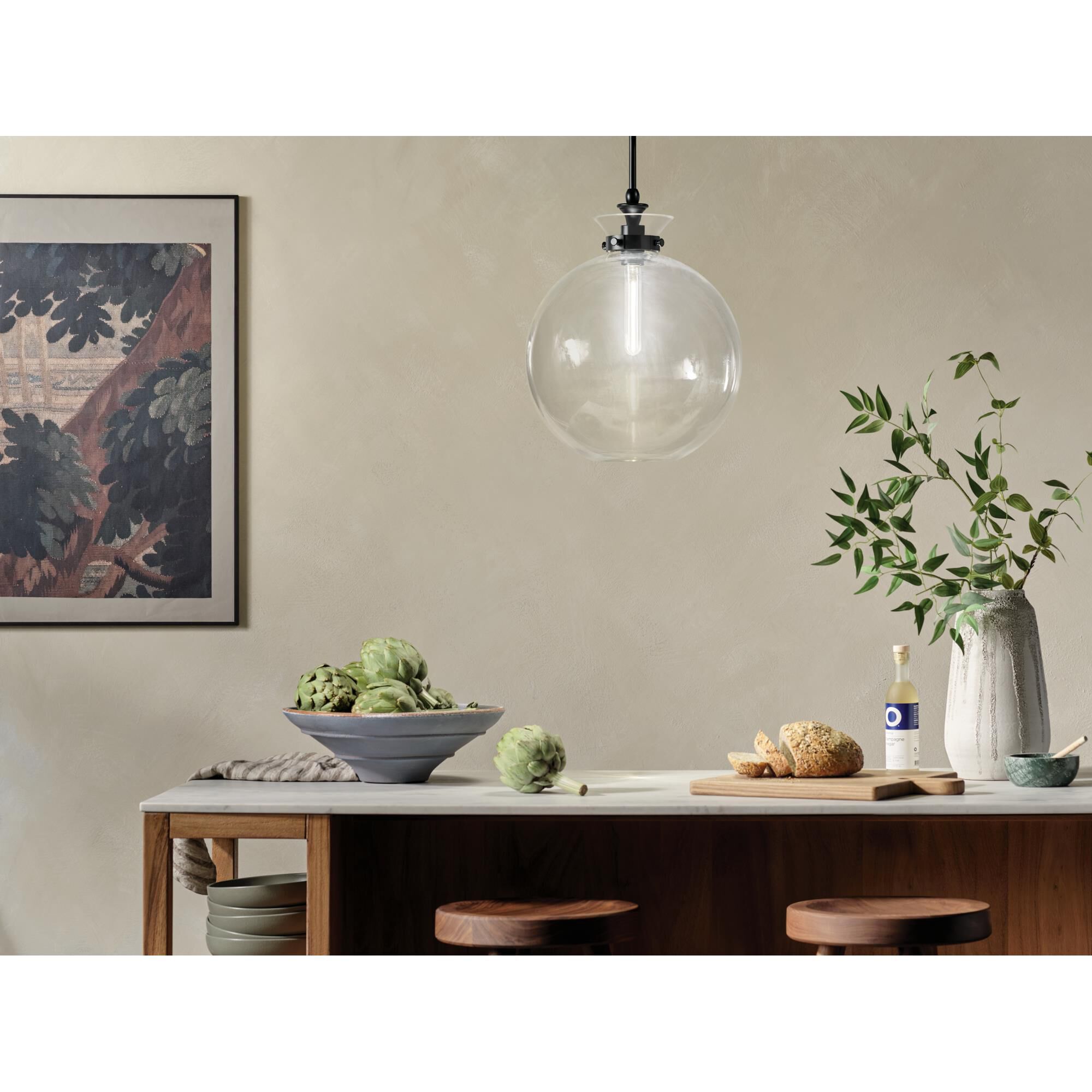 Shown in Black finish and Clear glass