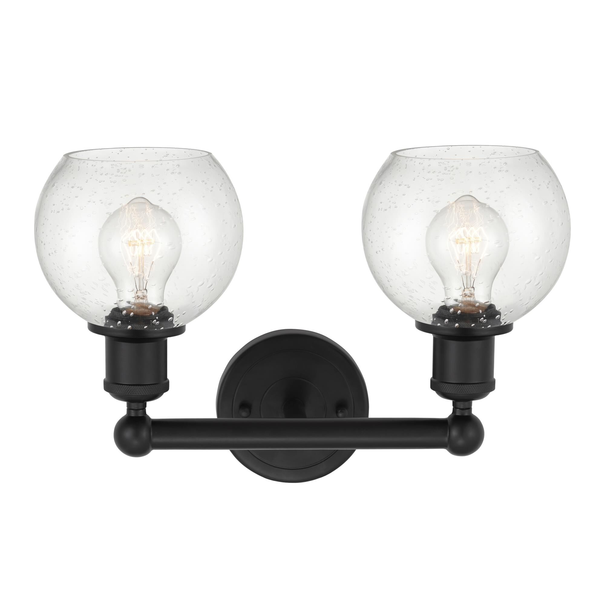 Shown in Matte Black  finish and Seedy glass