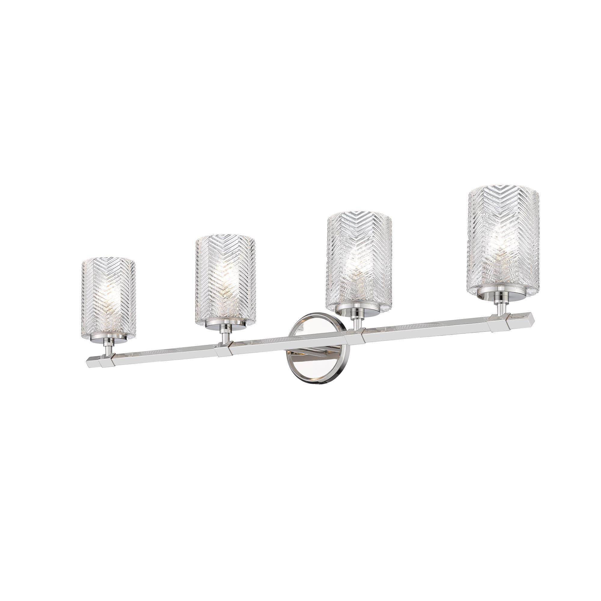 Shown in Polished Nickel finish and Glass shade