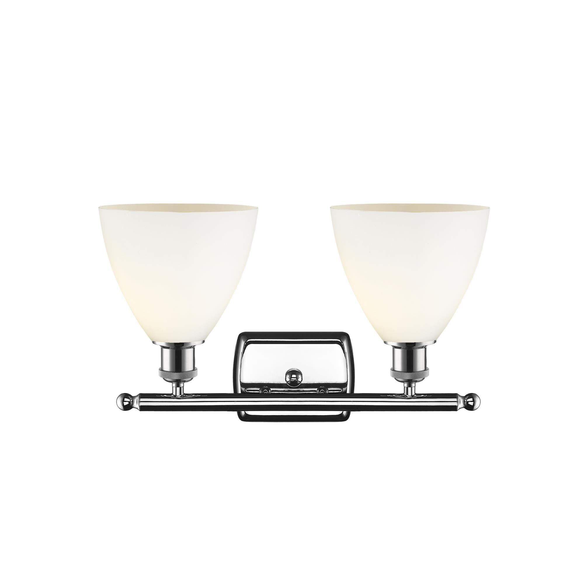 Shown in Polished Chrome finish and Cased Matte White Ballston Dome glass and No Shade shade