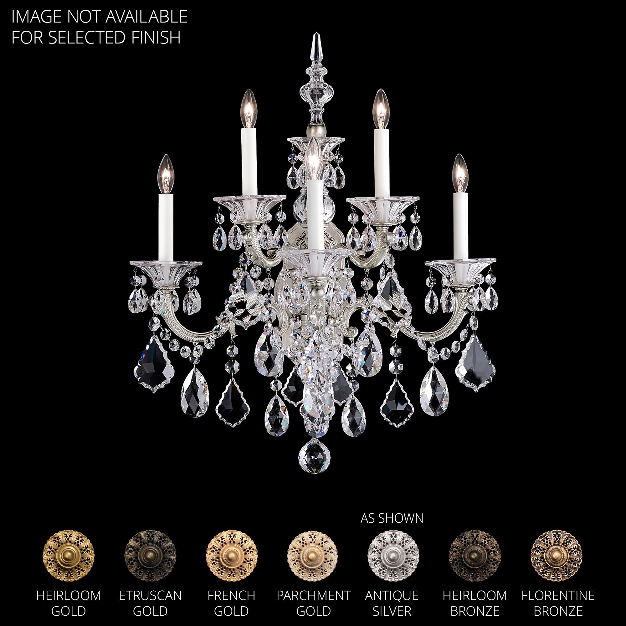Shown in Florentine Bronze finish and Clear Radiance crystal