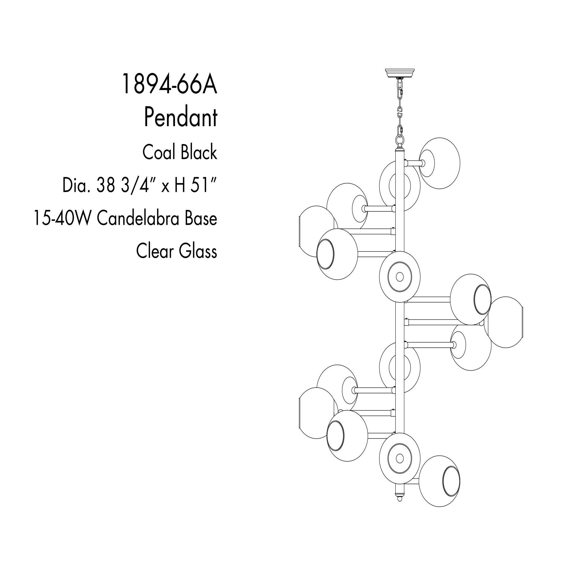 Shown in Coal finish and Clear glass