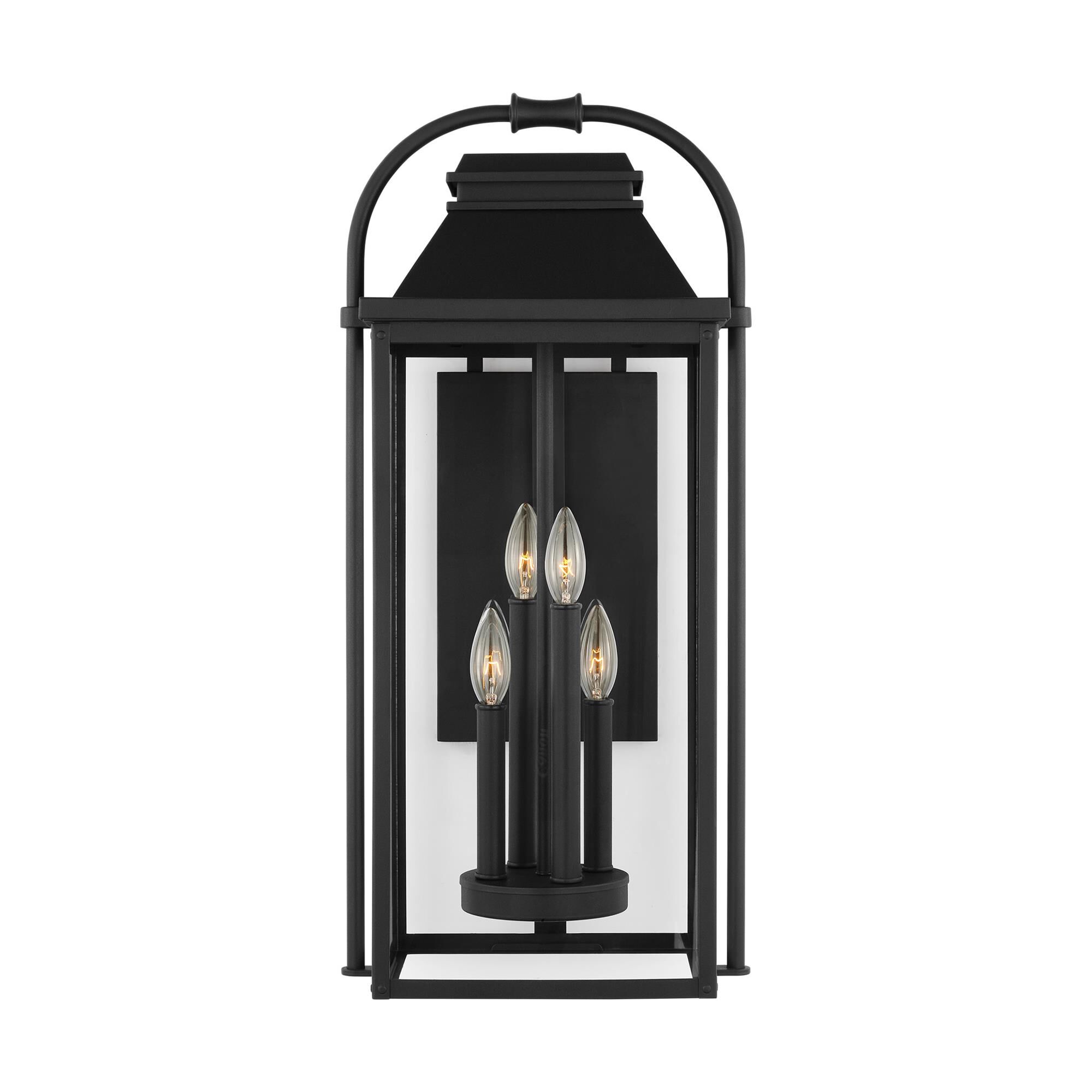 Shown in Textured Black finish and Clear Glass Panels And Clear Glass Panels shade