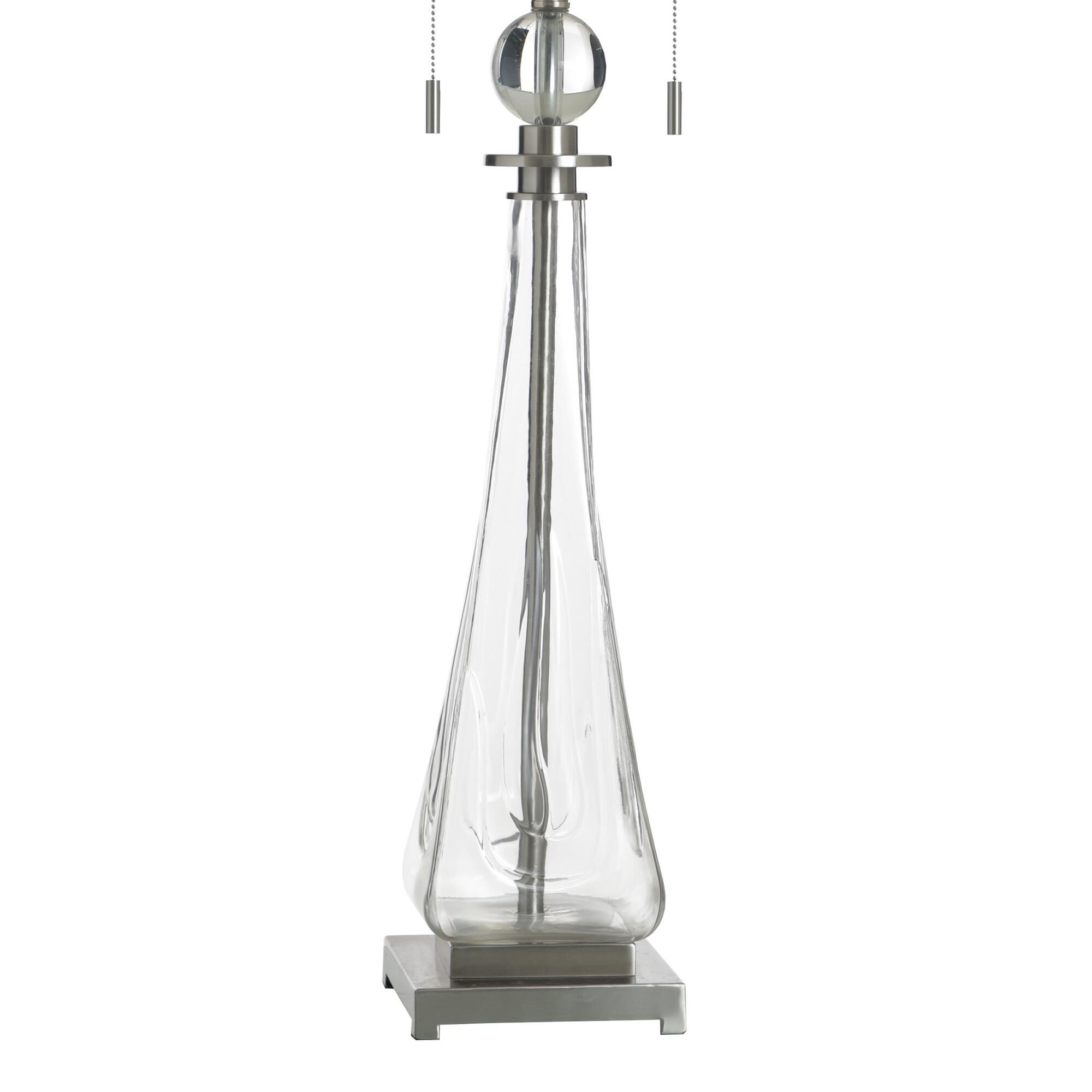 Shown in Clear, Brushed Nickel, White finish and White Cotton and Polyester Blend shade