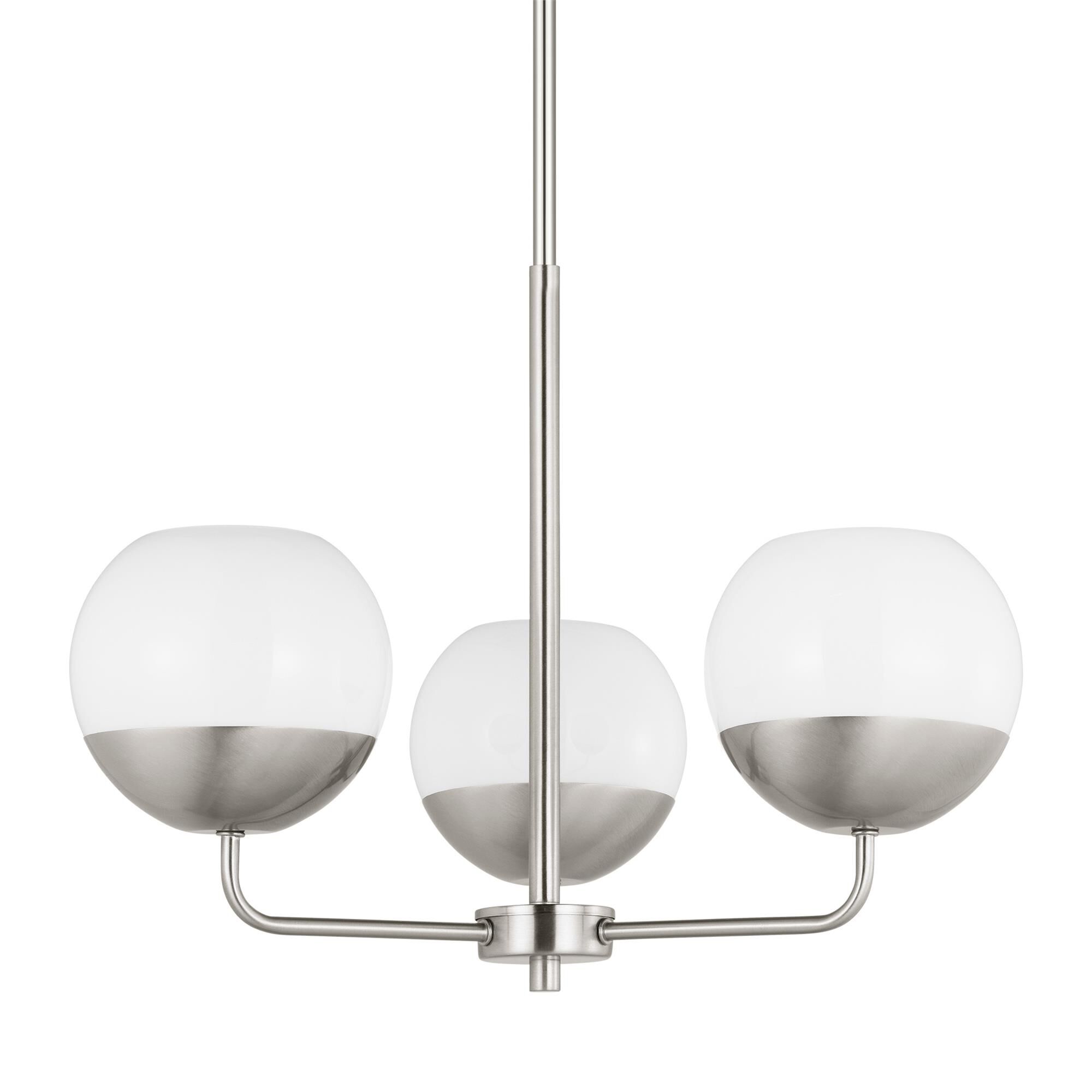 Shown in Brushed Nickel Silver finish and Milk glass and Milk Glass s shade