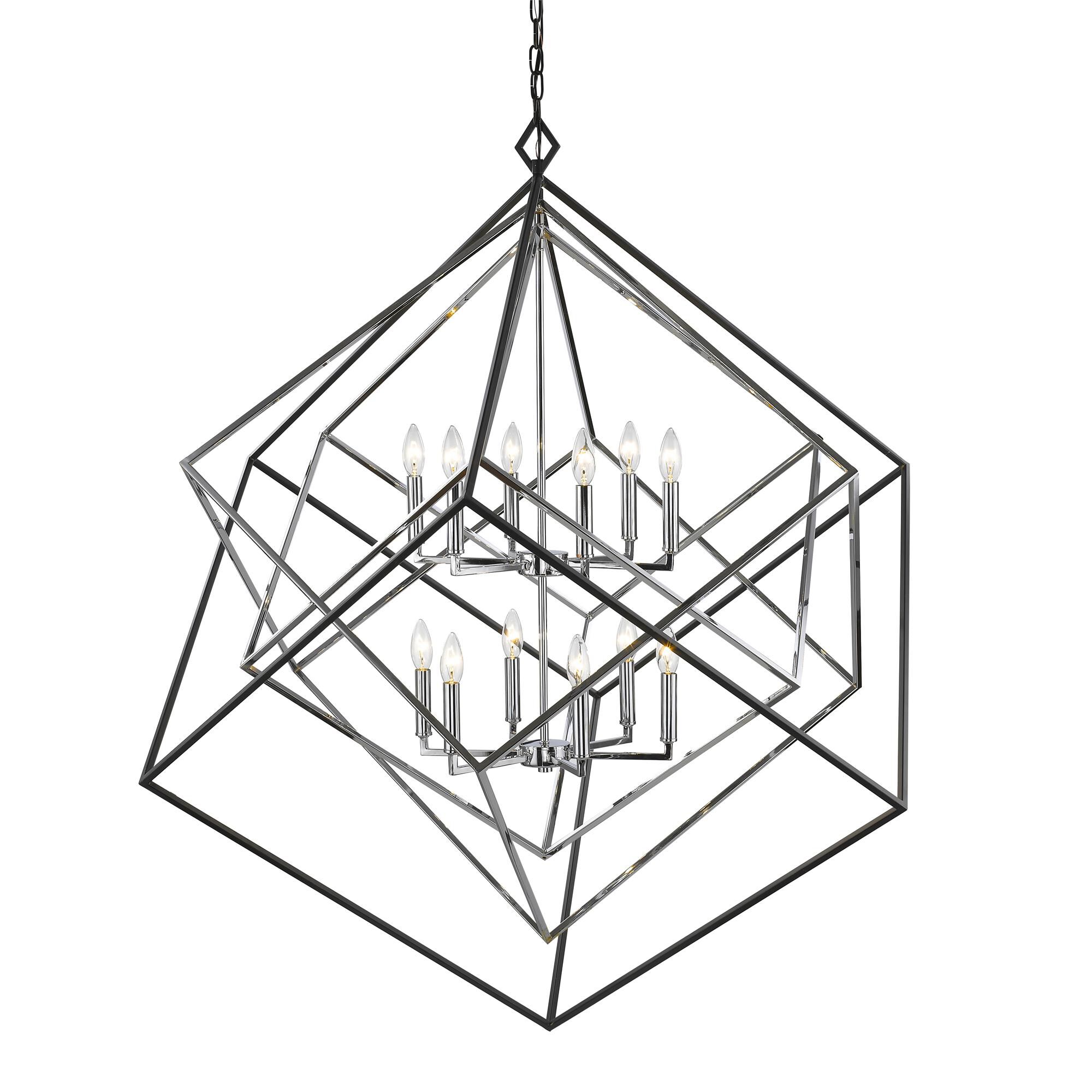 Shown in Chrome + Matte Black finish and --- glass and --- shade