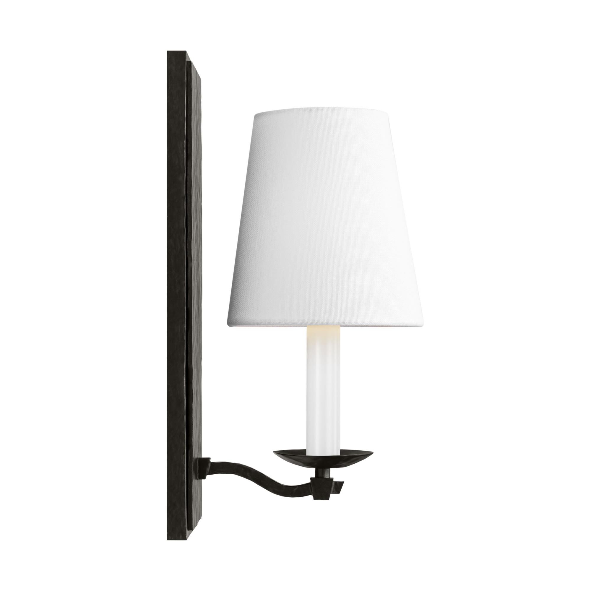 Shown in Aged Iron finish and White Linen shade