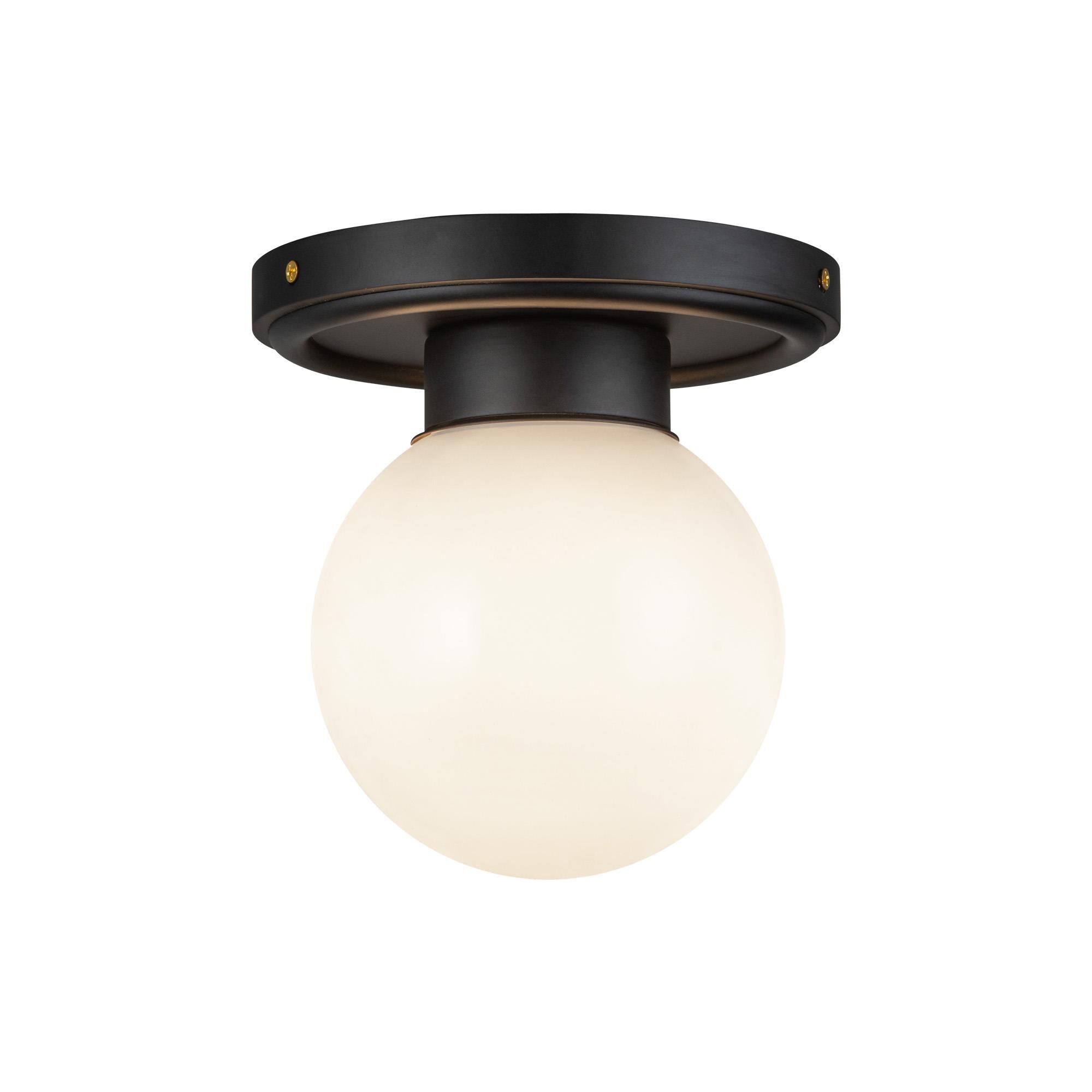 Shown in Brushed Gold/Glossy Opal Glass|matte Black/Glossy Opal Glass finish and Glossy Opal glass and Glossy Opal Glass shade