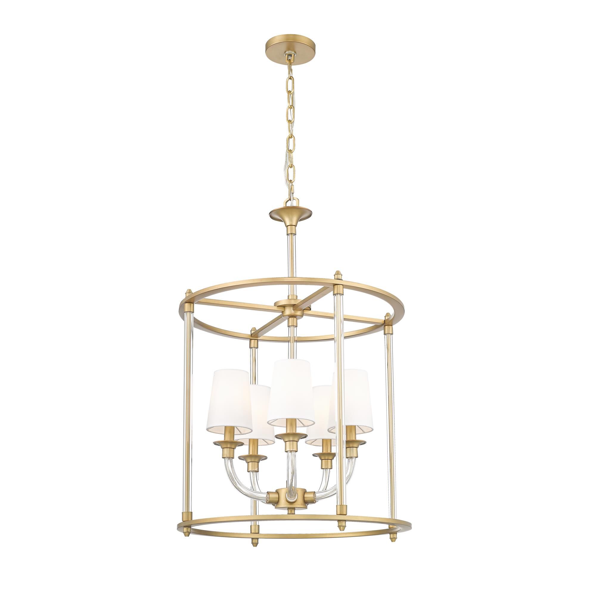 Shown in Rubbed Brass finish and White glass and White shade