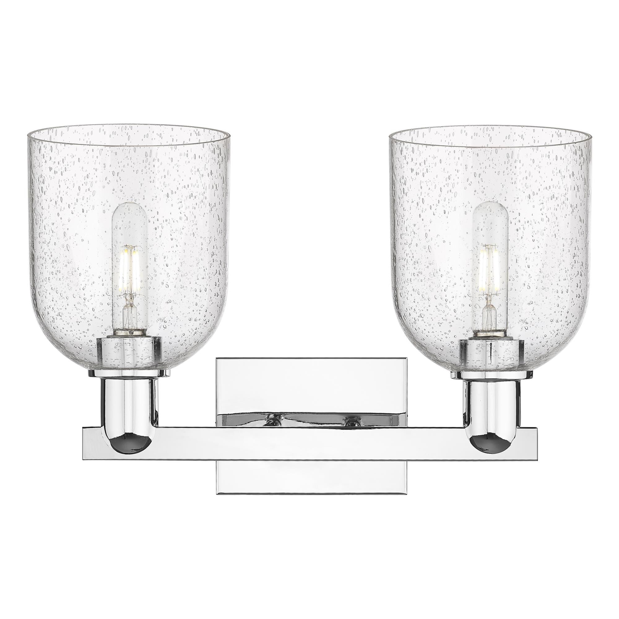 Shown in Polished Chrome finish and Seedy glass