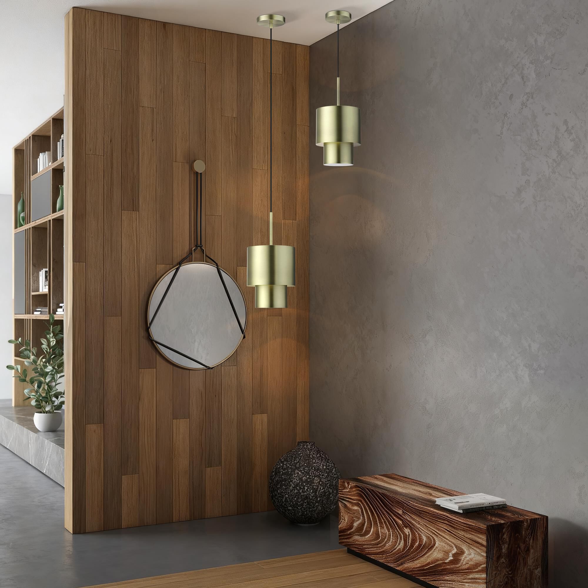 Shown in Antique Brass finish and Antique Brass Steel with Shiny White Inside shade