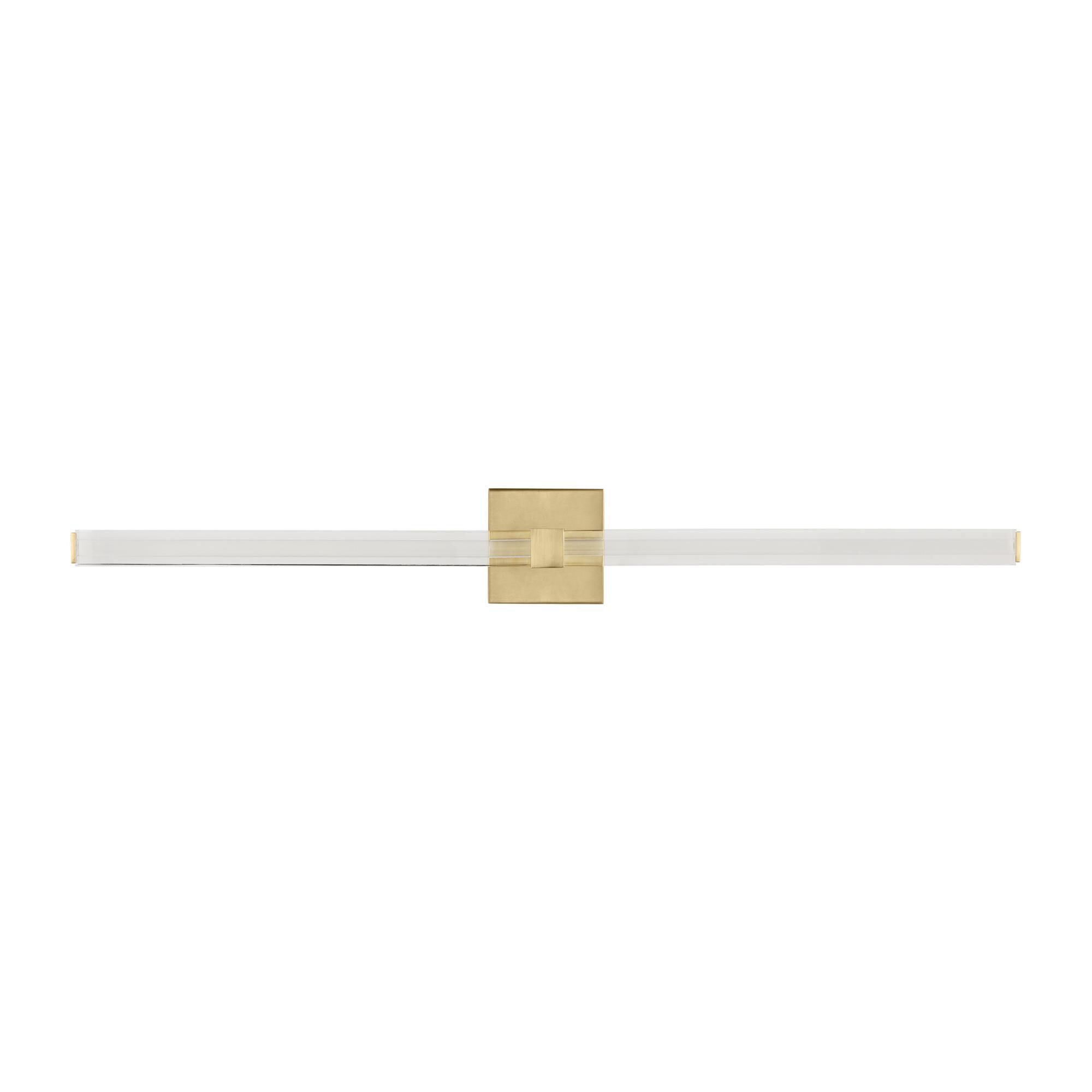 Shown in Hand-Rubbed Antique Brass finish and Clear Acrylic glass