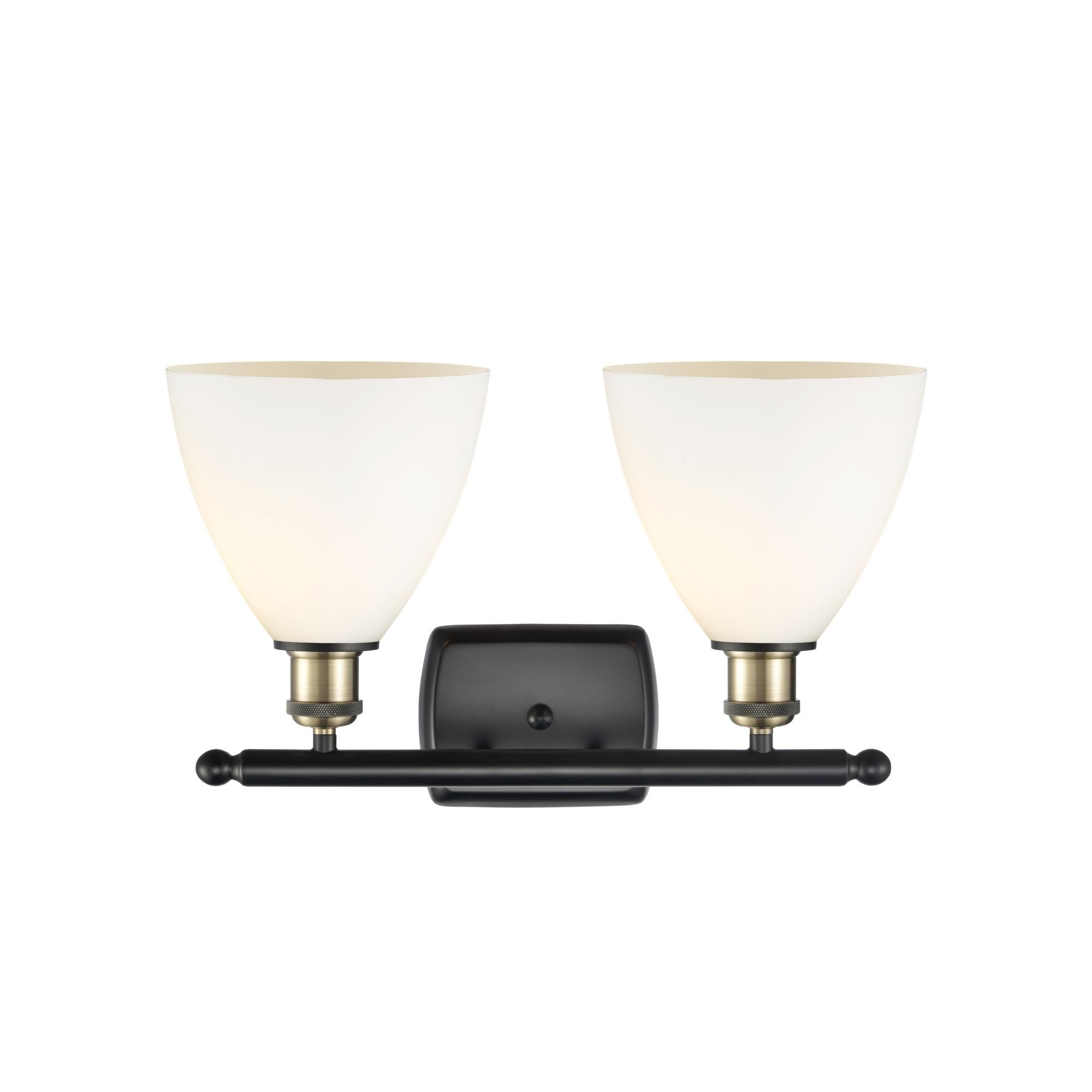 Shown in Black Antique Brass finish and Cased Matte White Ballston Dome glass and No Shade shade