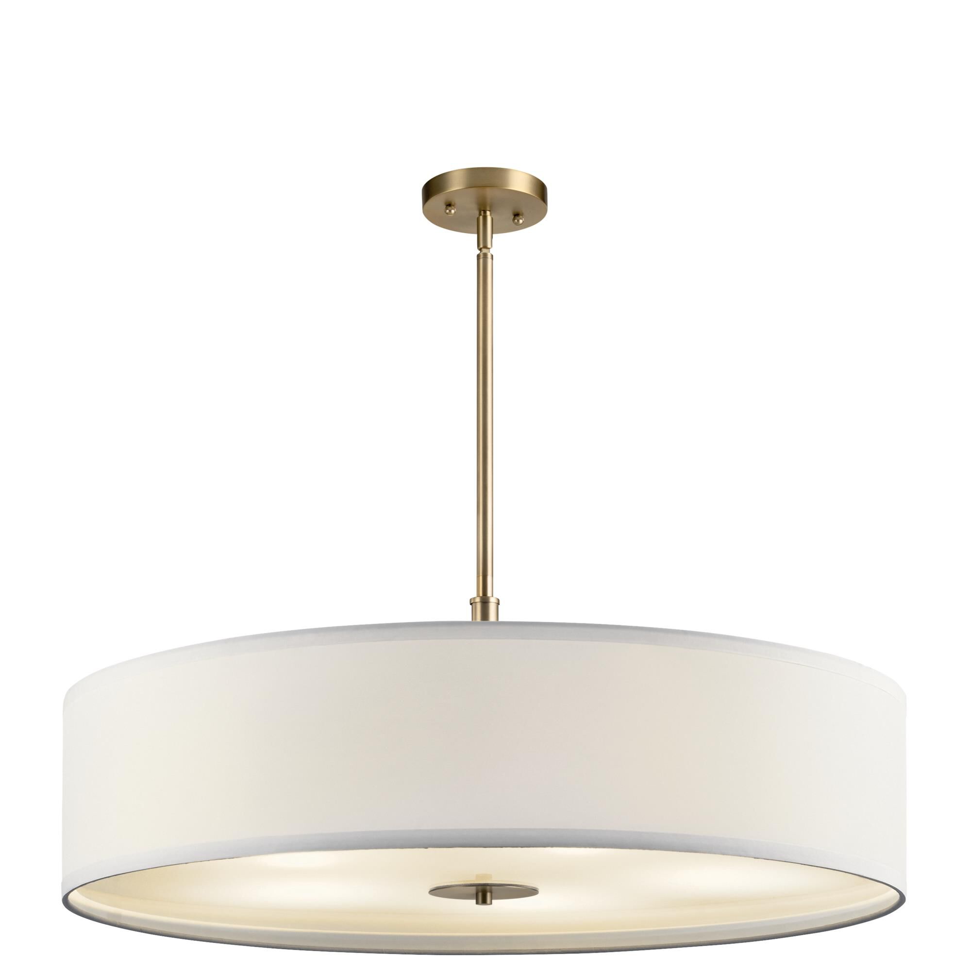 Shown in Classic Bronze finish and Satin Etched glass and White Microfiber shade