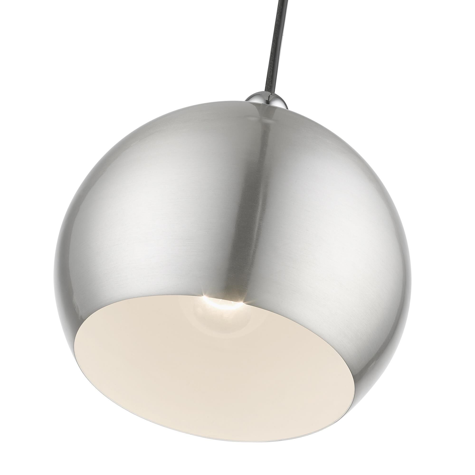 Shown in Brushed Nickel with Polished Chrome Accents finish and Brushed Nickel Steel With Shiny White Inside shade